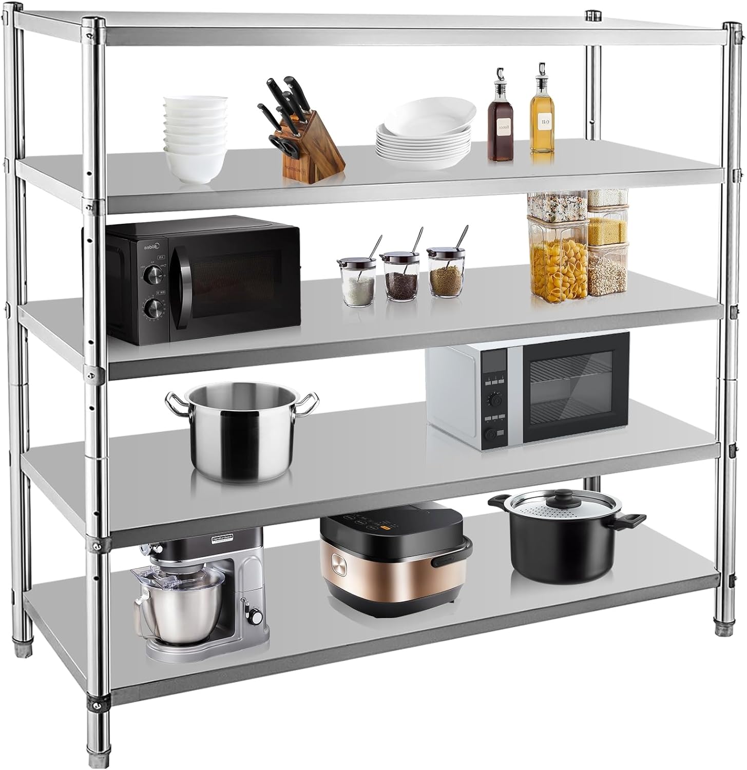 Stainless Steel Shelves, Durable Storage Shelf, Heavy Duty Kitchen Rack-Toppalletfly