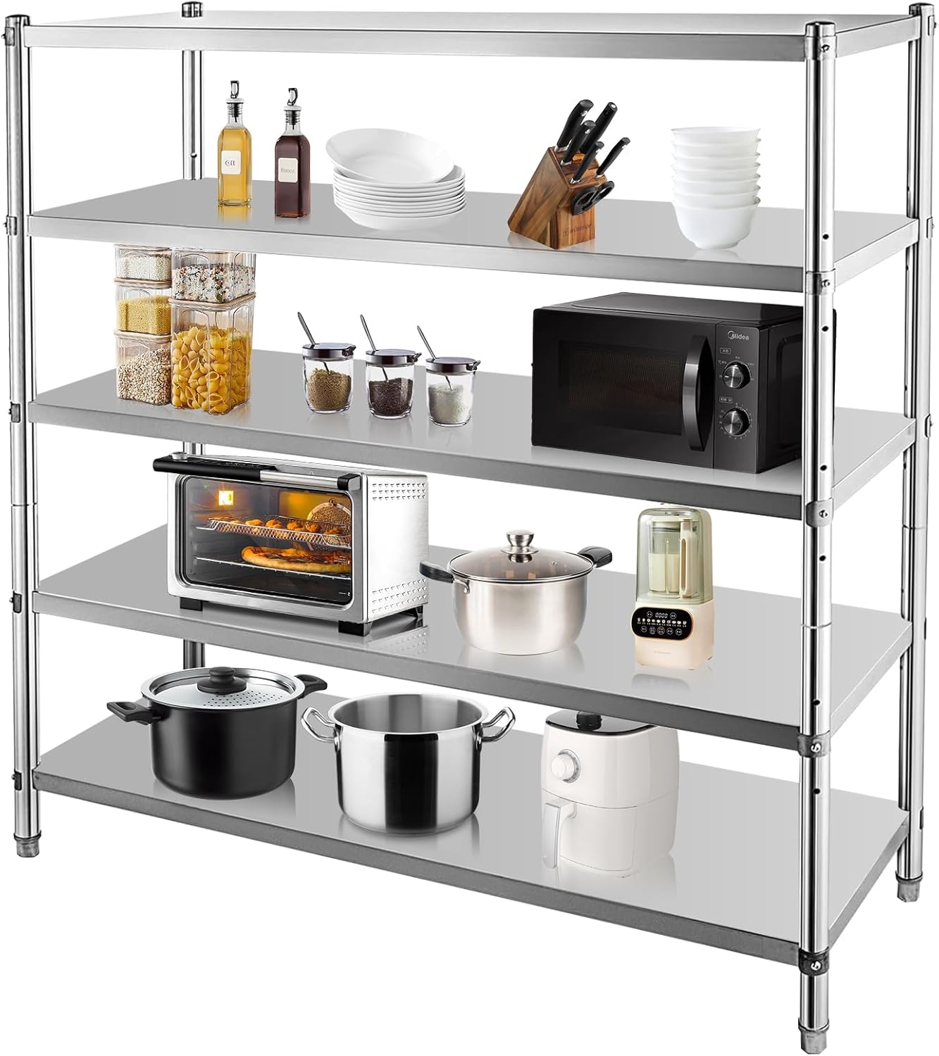 Stainless Steel Shelves, Durable Storage Shelf, Heavy Duty Kitchen Rack-Toppalletfly