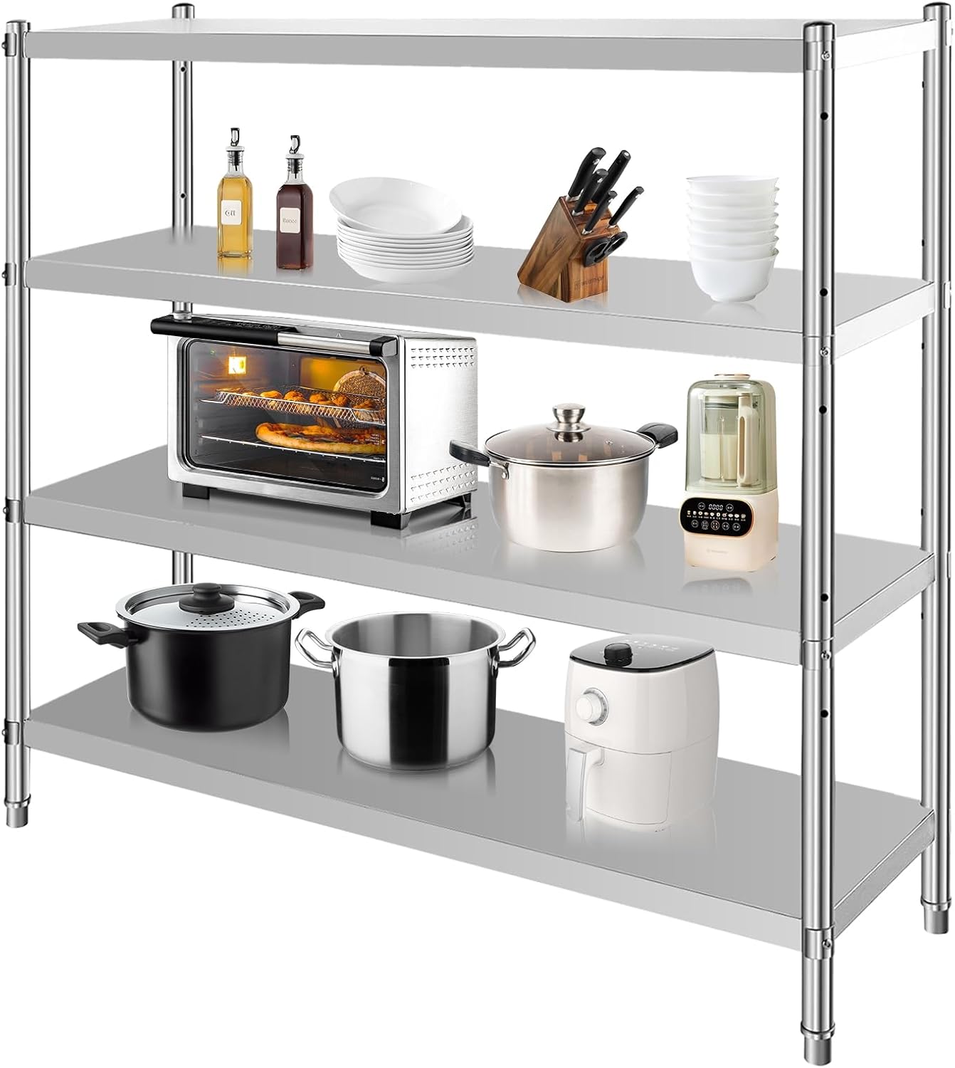 Stainless Steel Shelves, Durable Storage Shelf, Heavy Duty Kitchen Rack-Toppalletfly