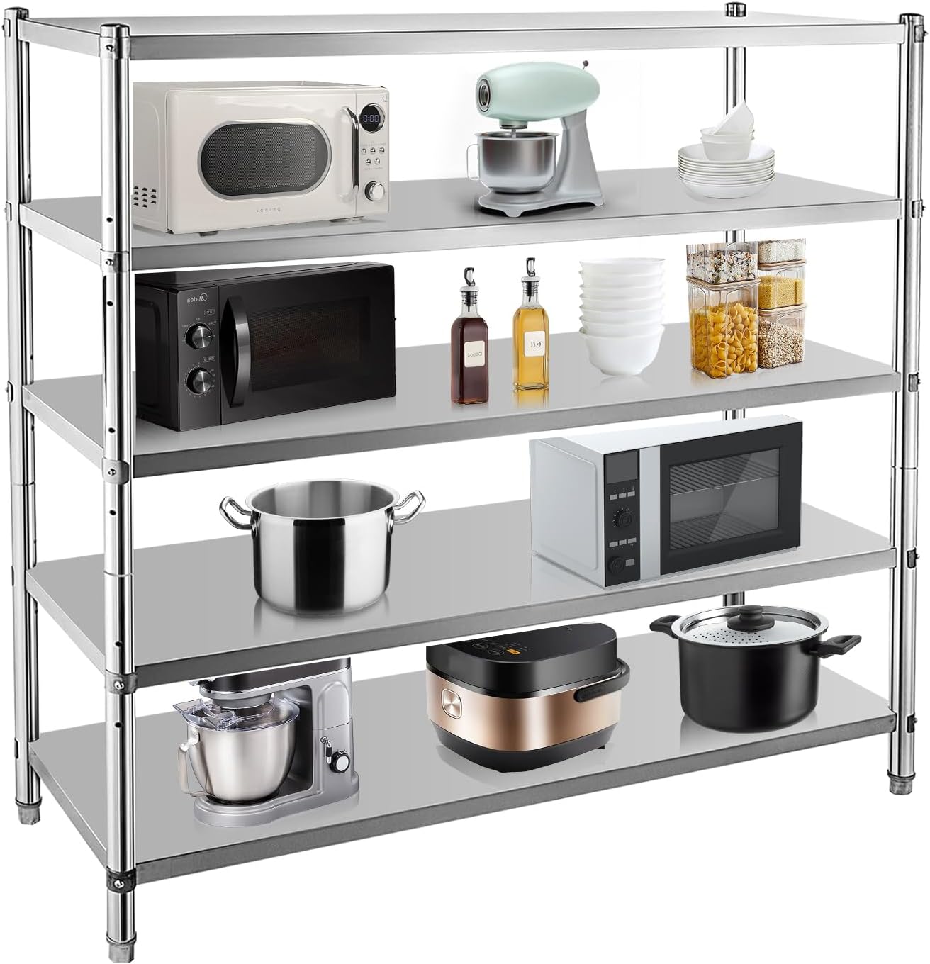 Stainless Steel Shelves, Durable Storage Shelf, Heavy Duty Kitchen Rack-Toppalletfly