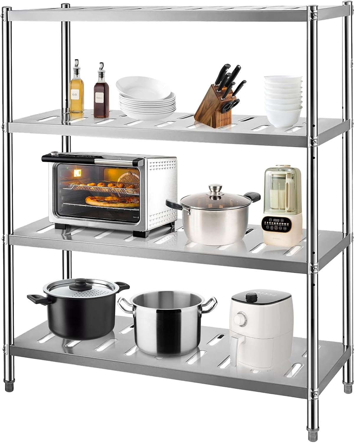 Stainless Steel Shelves, Durable Storage Shelf, Heavy Duty Kitchen Rack-Toppalletfly