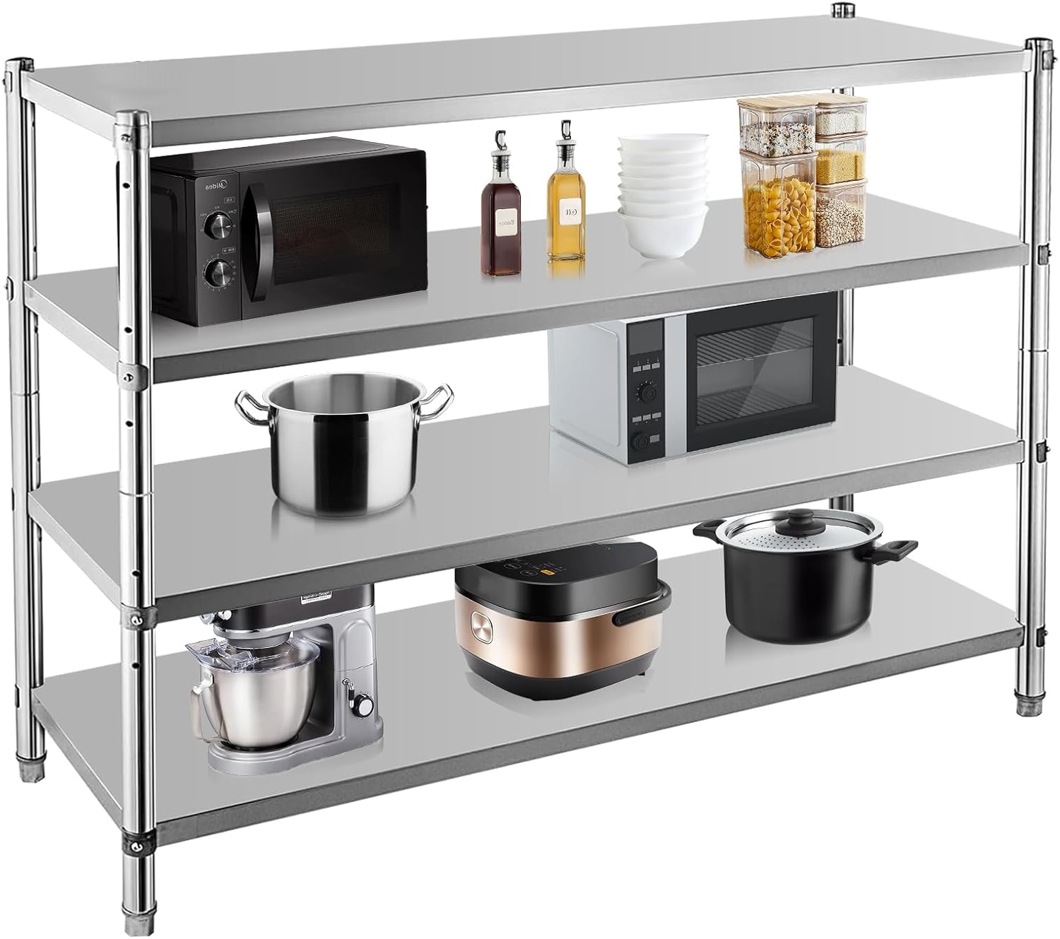 Stainless Steel Shelves, Durable Storage Shelf, Heavy Duty Kitchen Rack-Toppalletfly
