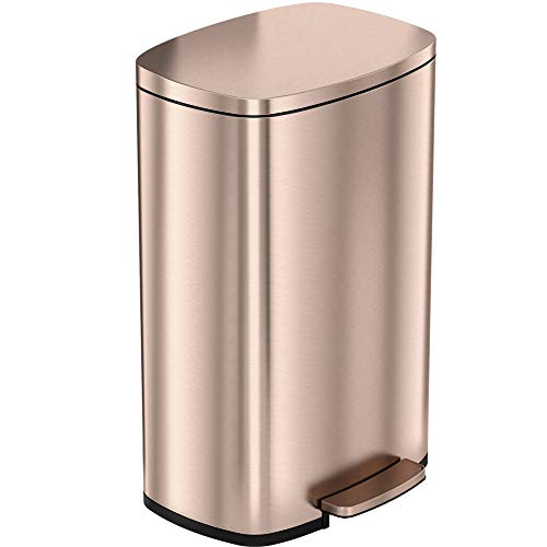 Stainless Steel Step Trash Can with Odor Control System, Pedal Garbage Bin for Kitchen, Office, Home - Silent and Gentle Open and Close-Toppalletfly