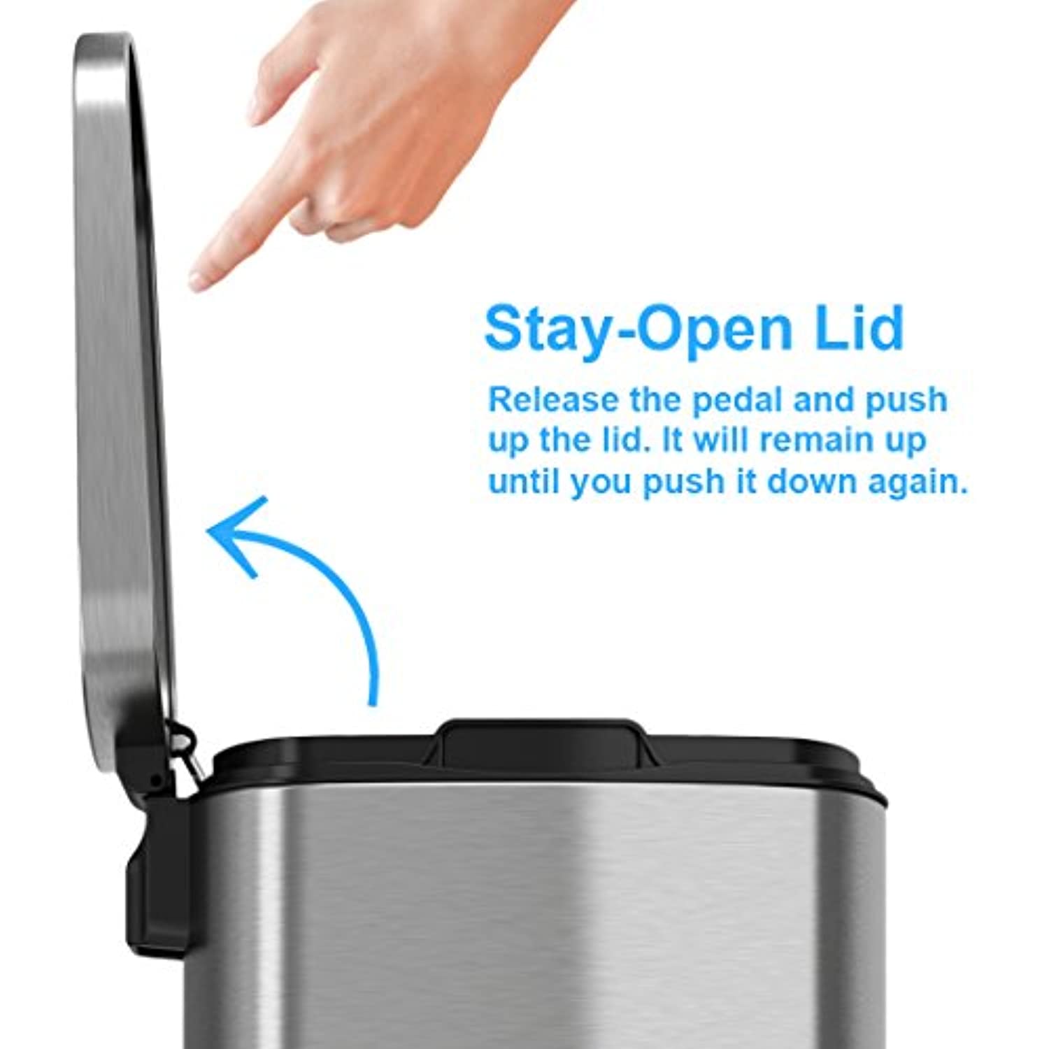 Stainless Steel Step Trash Can with Odor Control System, Pedal Garbage Bin for Kitchen, Office, Home - Silent and Gentle Open and Close-Toppalletfly