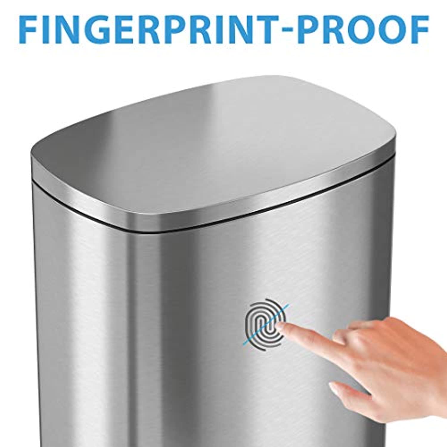 Stainless Steel Step Trash Can with Odor Control System, Pedal Garbage Bin for Kitchen, Office, Home - Silent and Gentle Open and Close-Toppalletfly