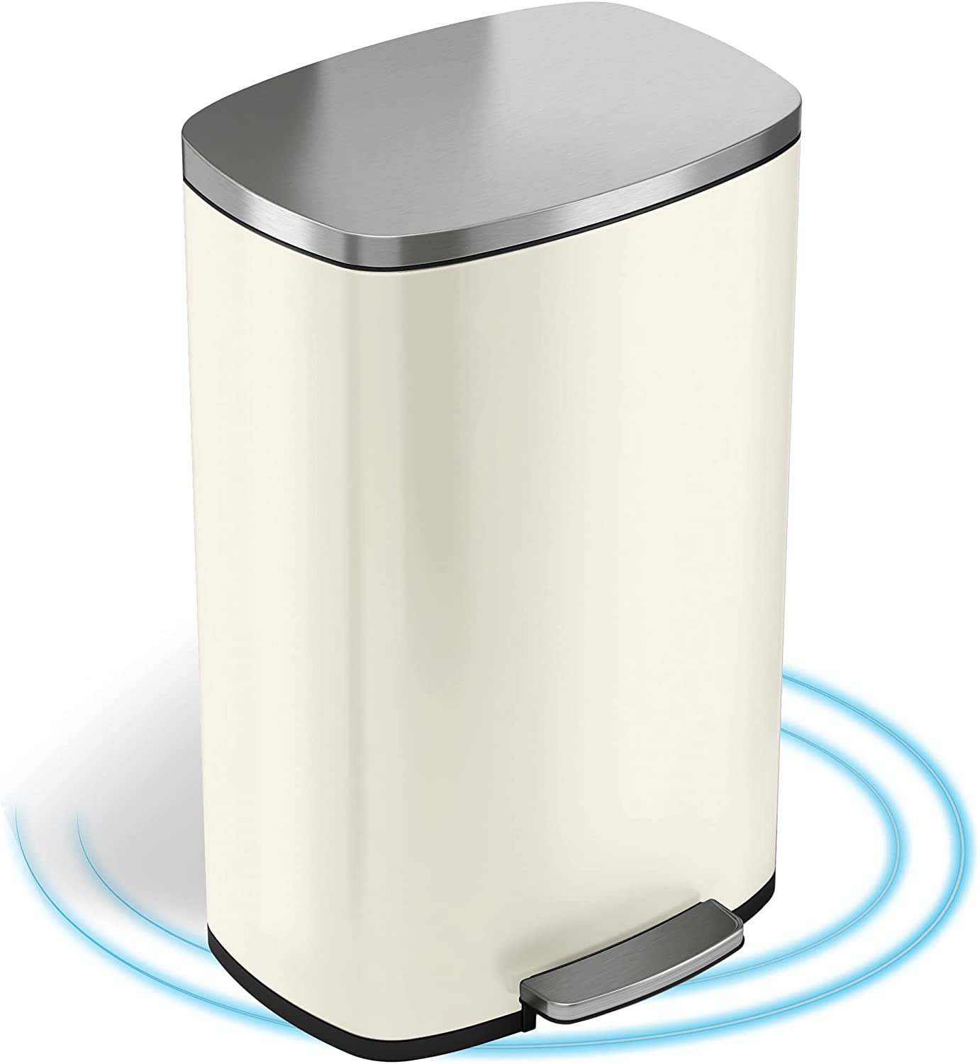 Stainless Steel Step Trash Can with Odor Control System, Pedal Garbage Bin for Kitchen, Office, Home - Silent and Gentle Open and Close-Toppalletfly