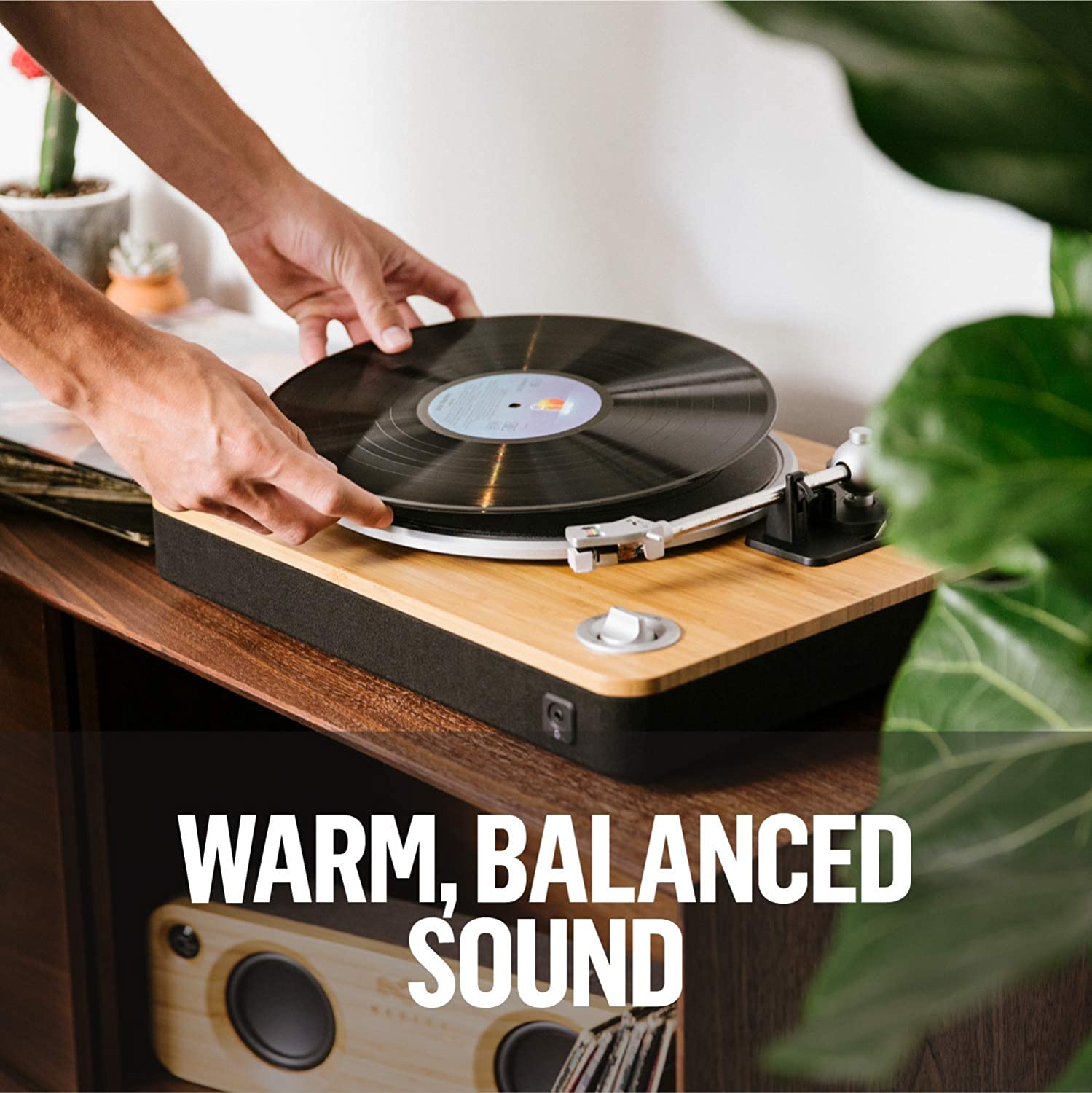 Stir It Up Turntable, Vinyl Record Player with 2 Speed Belt, Built-in Pre-Amp, and Sustainable Materials-Toppalletfly