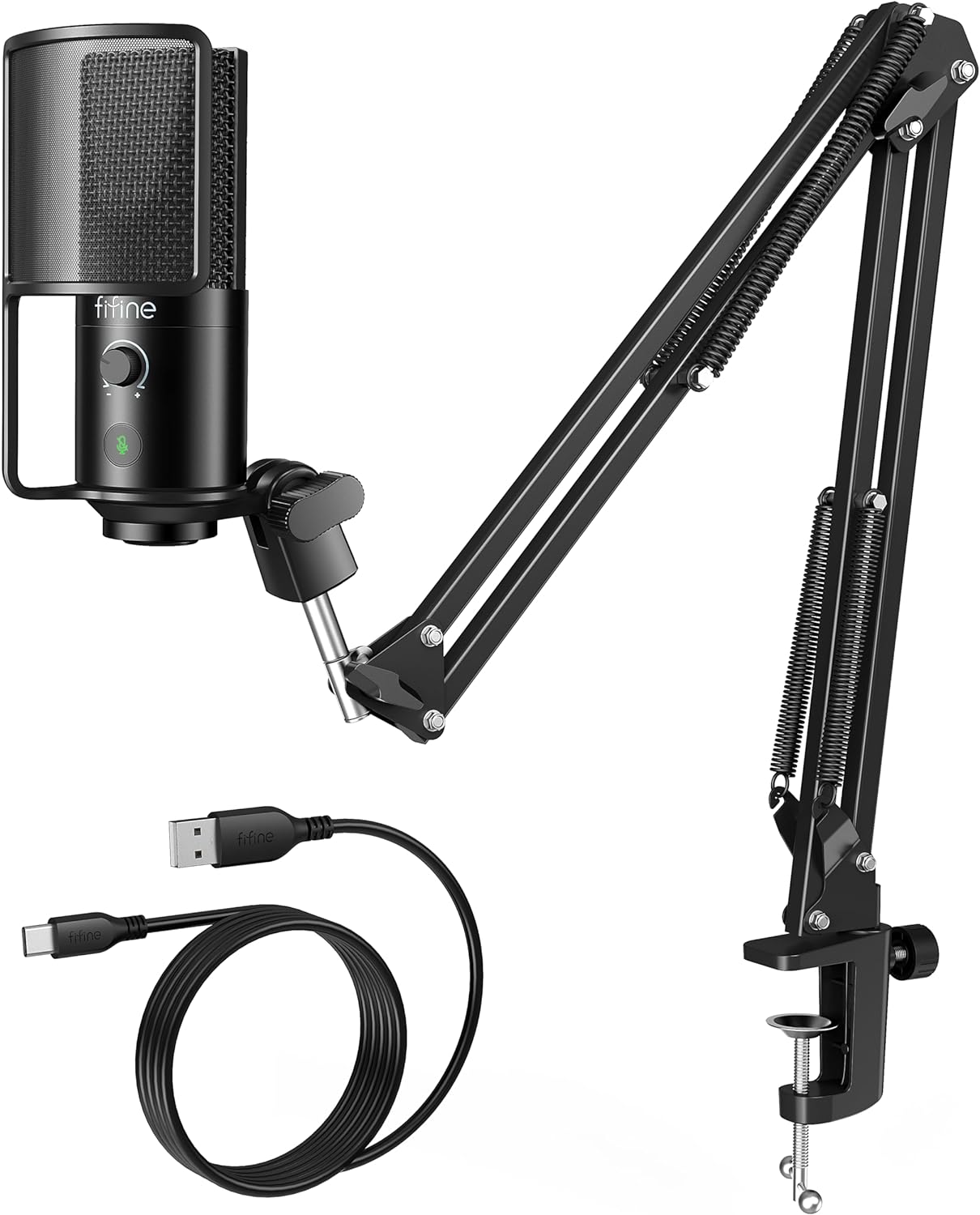 Studio Condenser USB Microphone, Computer PC Microphone Kit with Adjustable Boom Arm Stand Shock Mount for Instruments-Toppalletfly