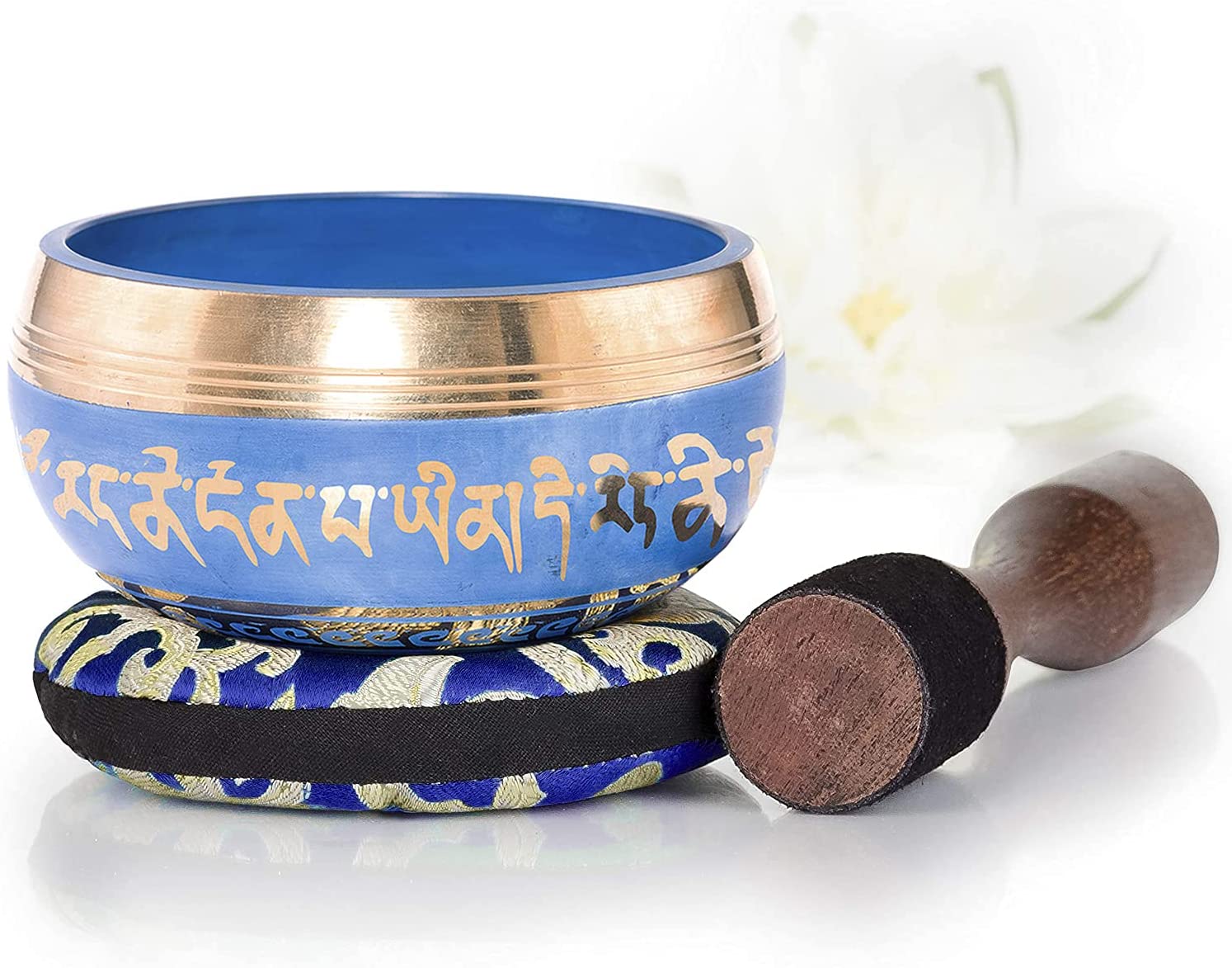 Tibetan Singing Bowl Set, Balance & Harmony Design With Dual Surface Mallet and Silk Cushion, Promotes Peace, Healing, Mindfulness-Toppalletfly