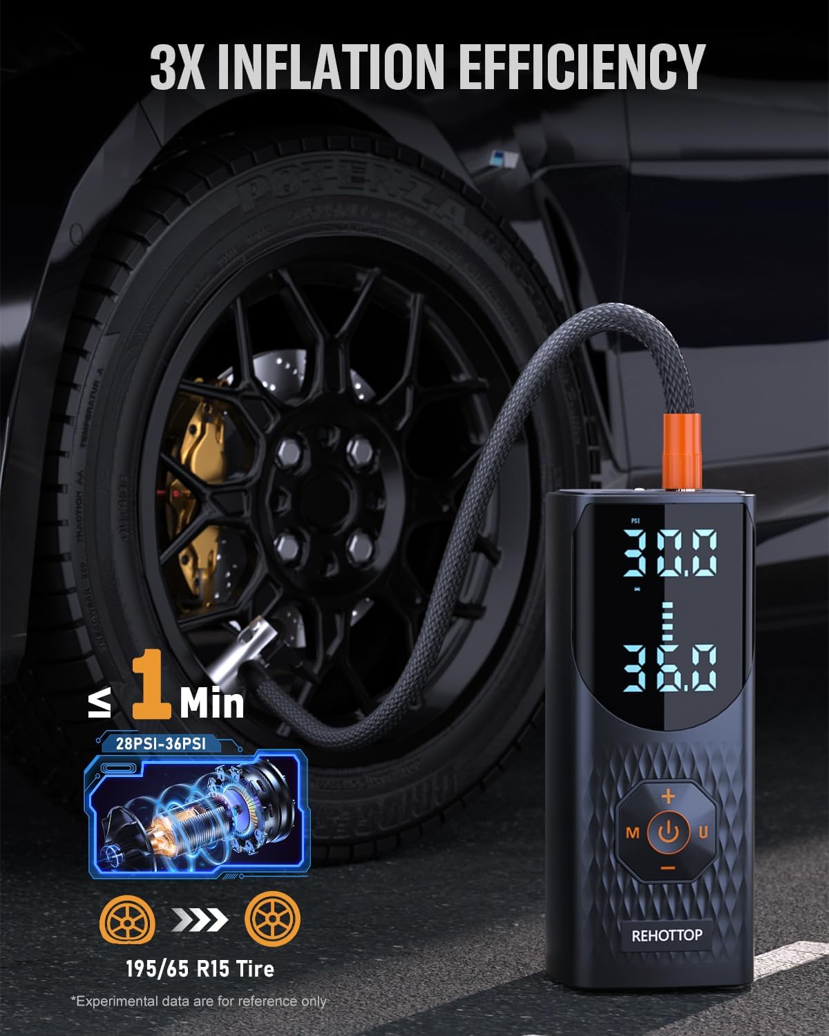 Tire Inflator Portable Air Compressor, 160PSI Air Pump for Car Tires-Toppalletfly
