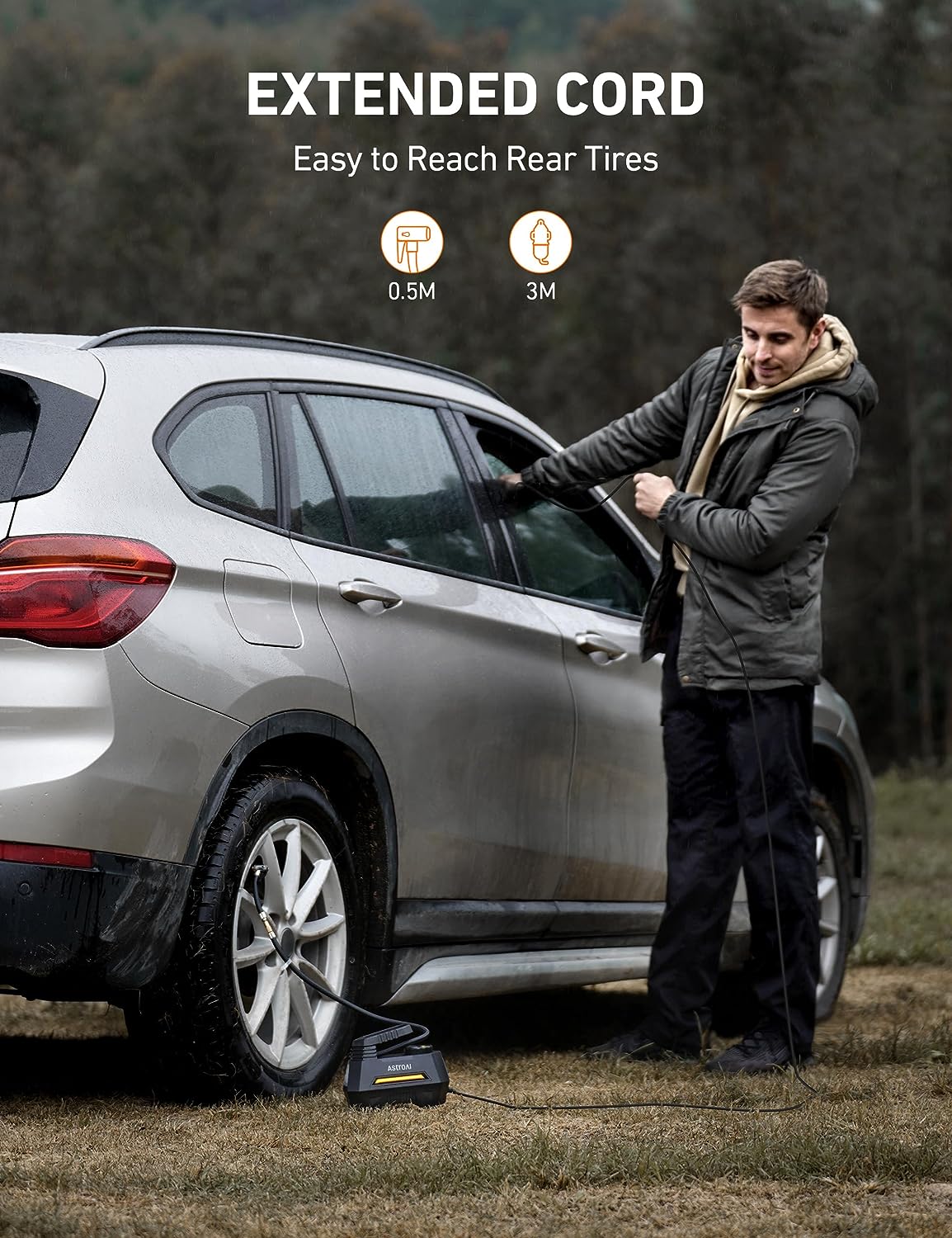 Tire Inflator, Portable Air Compressor Air Pump for Car Tires - 12V DC 100PSI-Toppalletfly