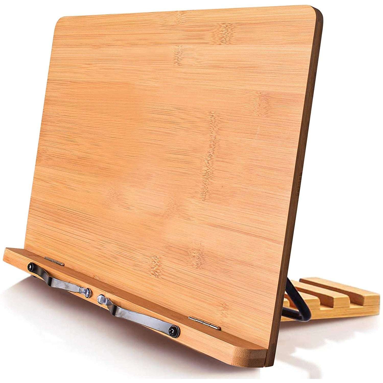 Bamboo Book Stand, Adjustable Book Holder Tray-Toppalletfly