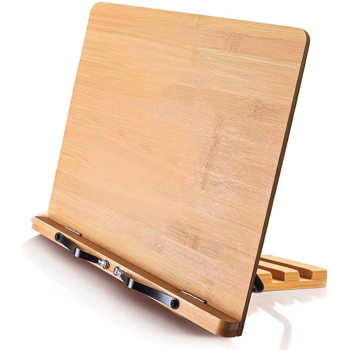 Bamboo Book Stand, Adjustable Book Holder Tray-Toppalletfly