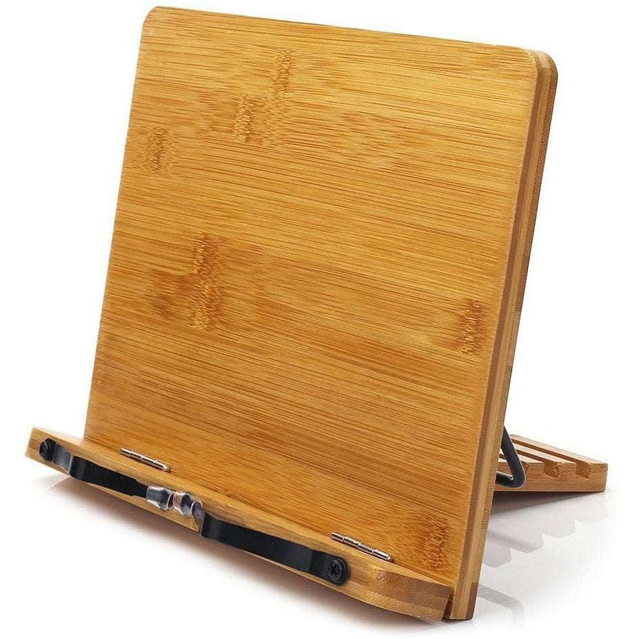 Bamboo Book Stand, Adjustable Book Holder Tray-Toppalletfly