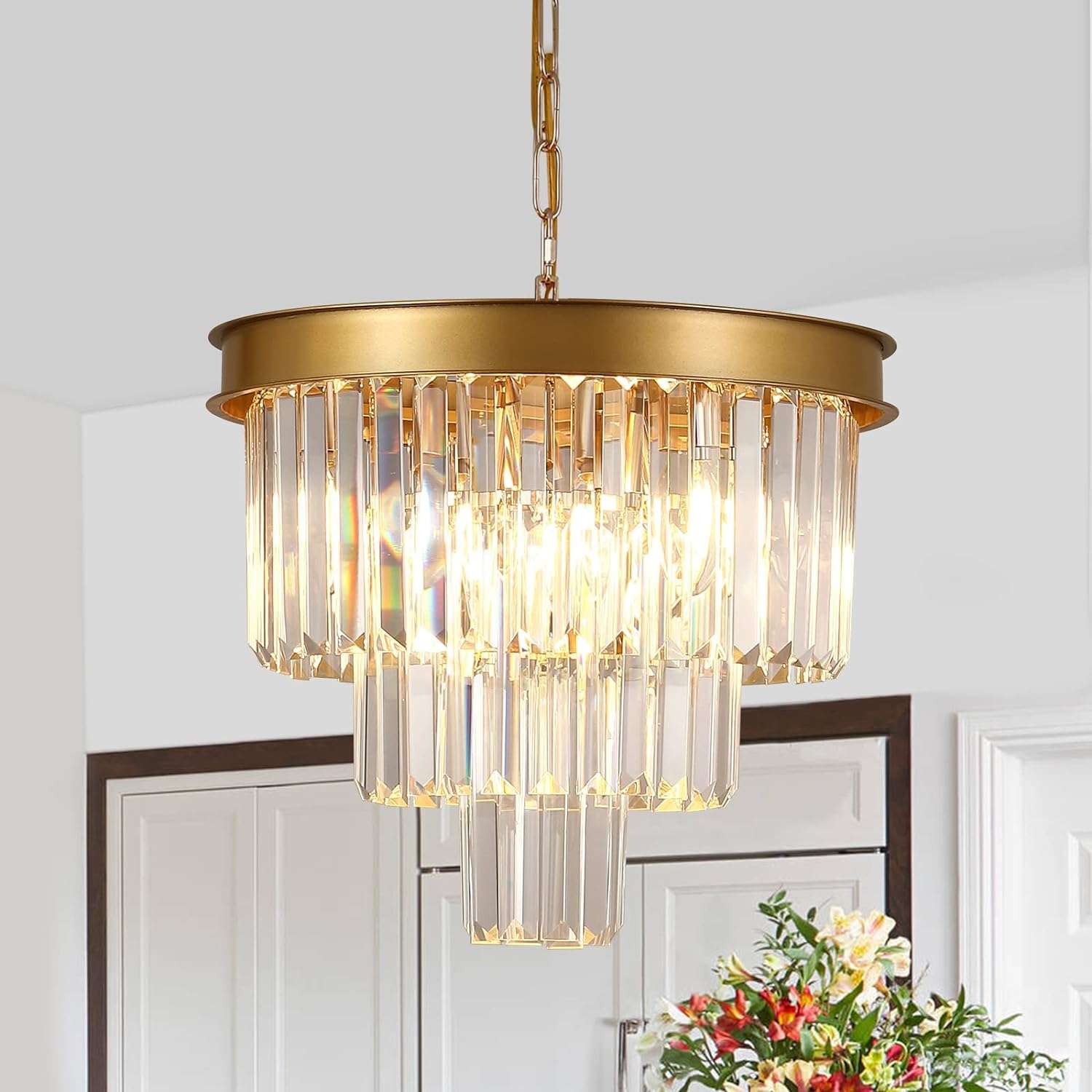 Modern Crystal Chandeliers Ceiling Pendant Light Fixture for Living Room Dining Room Foyer Kitchen Entryway-Toppalletfly