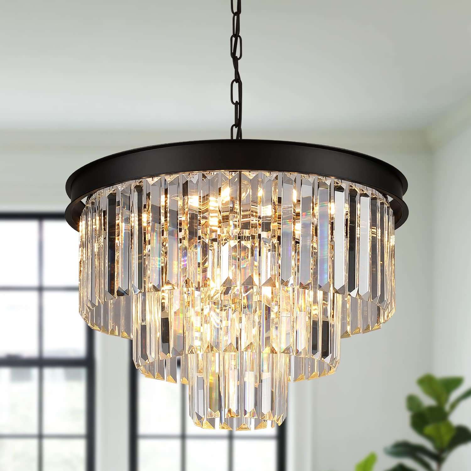 Modern Crystal Chandeliers Ceiling Pendant Light Fixture for Living Room Dining Room Foyer Kitchen Entryway-Toppalletfly