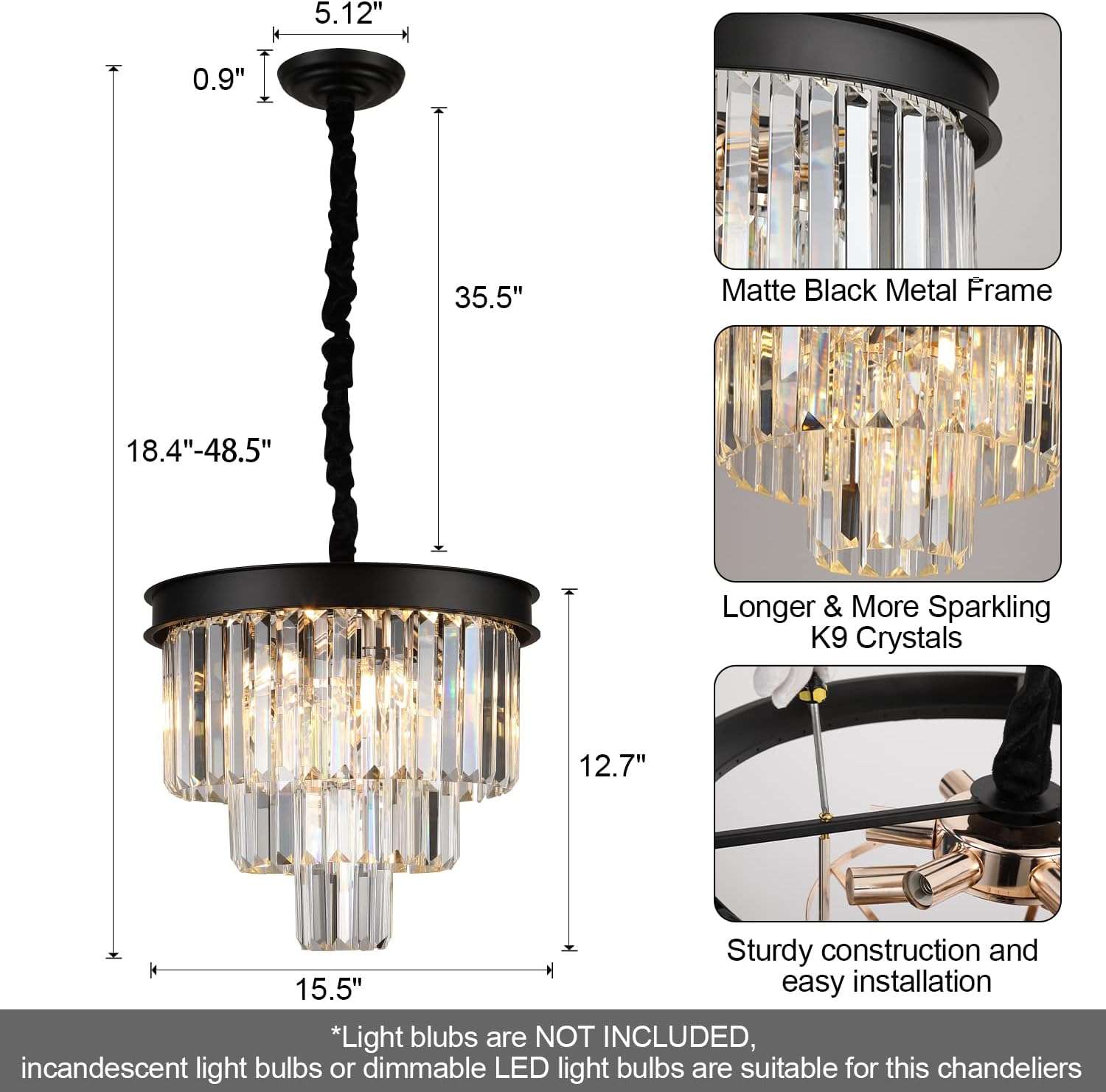 Modern Crystal Chandeliers Ceiling Pendant Light Fixture for Living Room Dining Room Foyer Kitchen Entryway-Toppalletfly