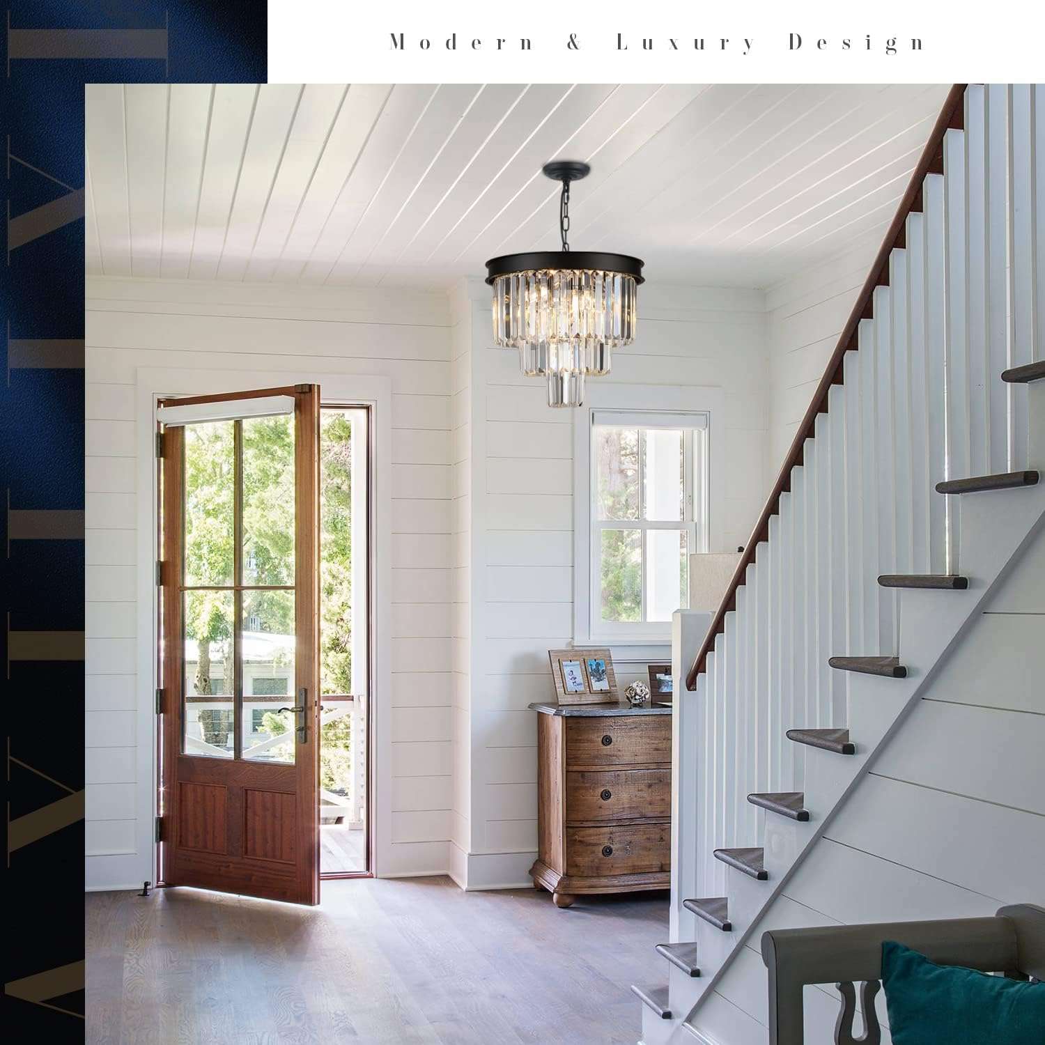 Modern Crystal Chandeliers Ceiling Pendant Light Fixture for Living Room Dining Room Foyer Kitchen Entryway-Toppalletfly