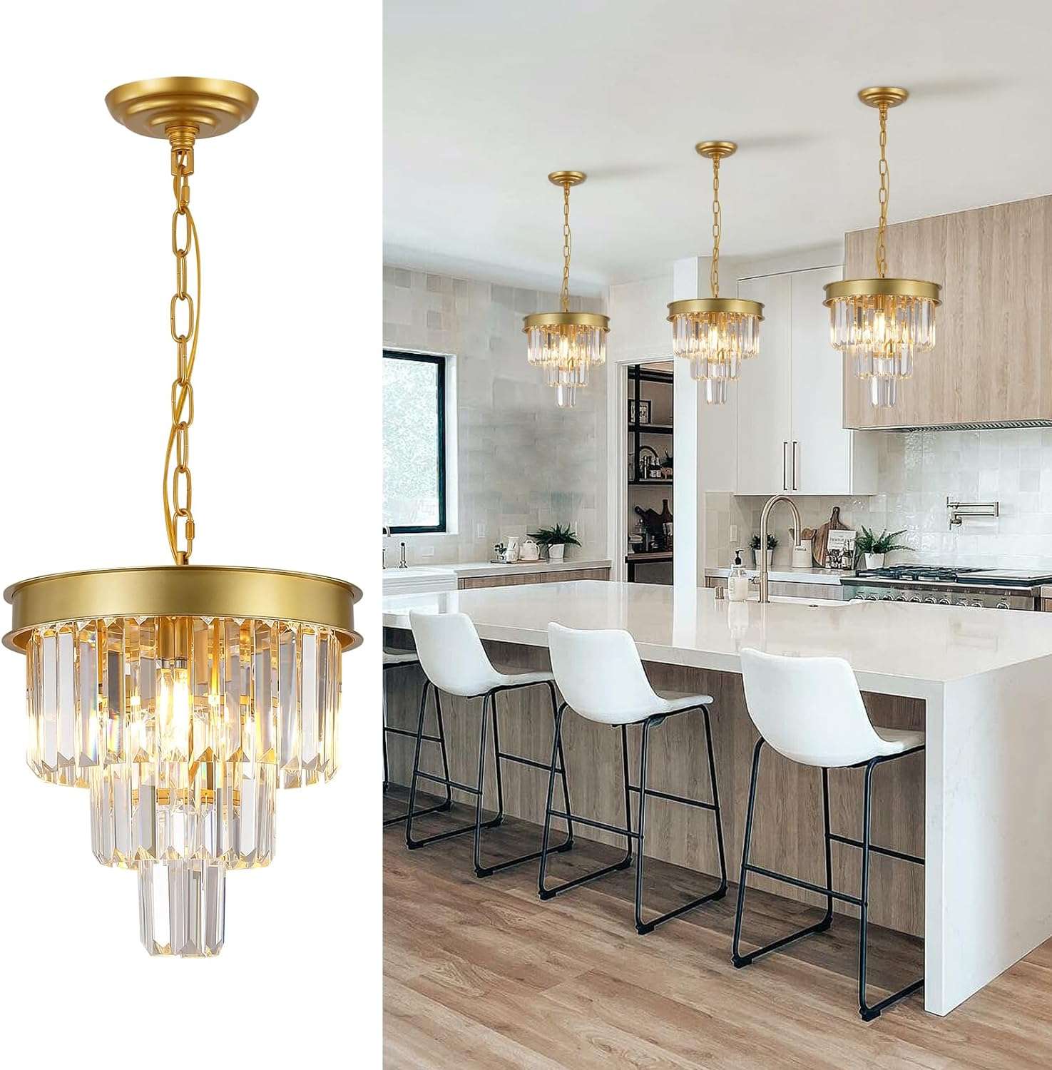 Modern Crystal Chandeliers Ceiling Pendant Light Fixture for Living Room Dining Room Foyer Kitchen Entryway-Toppalletfly