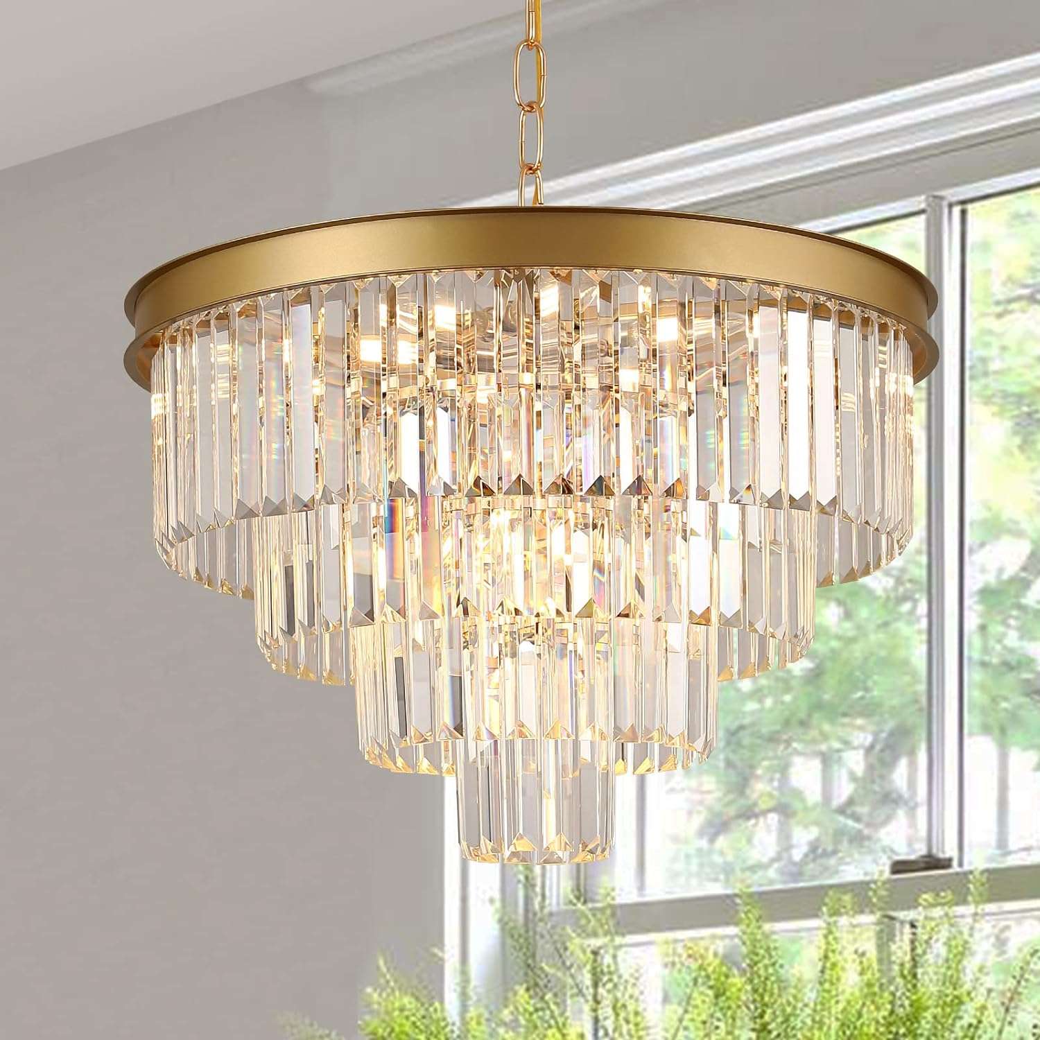 Modern Crystal Chandeliers Ceiling Pendant Light Fixture for Living Room Dining Room Foyer Kitchen Entryway-Toppalletfly