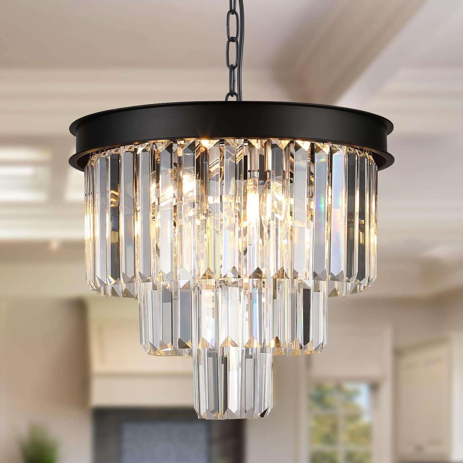 Modern Crystal Chandeliers Ceiling Pendant Light Fixture for Living Room Dining Room Foyer Kitchen Entryway-Toppalletfly
