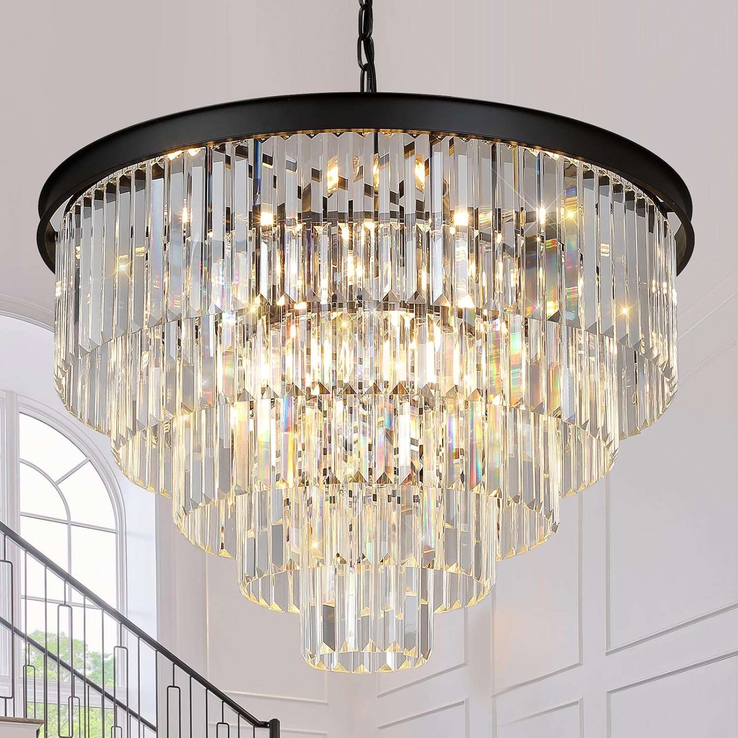 Modern Crystal Chandeliers Ceiling Pendant Light Fixture for Living Room Dining Room Foyer Kitchen Entryway-Toppalletfly