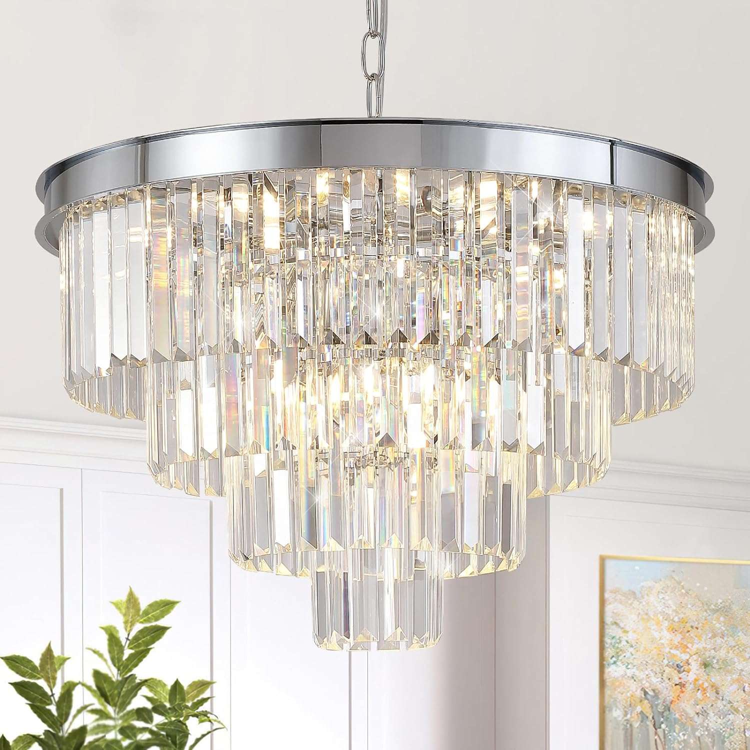 Modern Crystal Chandeliers Ceiling Pendant Light Fixture for Living Room Dining Room Foyer Kitchen Entryway-Toppalletfly