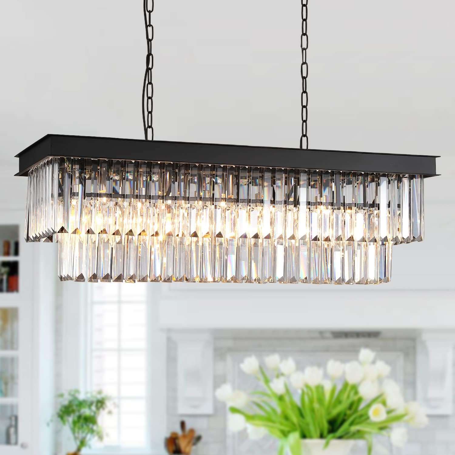 Modern Crystal Chandeliers Ceiling Pendant Light Fixture for Living Room Dining Room Foyer Kitchen Entryway-Toppalletfly