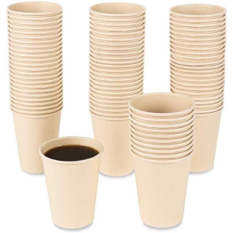 Disposable Bamboo Fiber Coffee Cups – 15 oz Natural Brown Paper Hot Beverage Cups-Toppalletfly