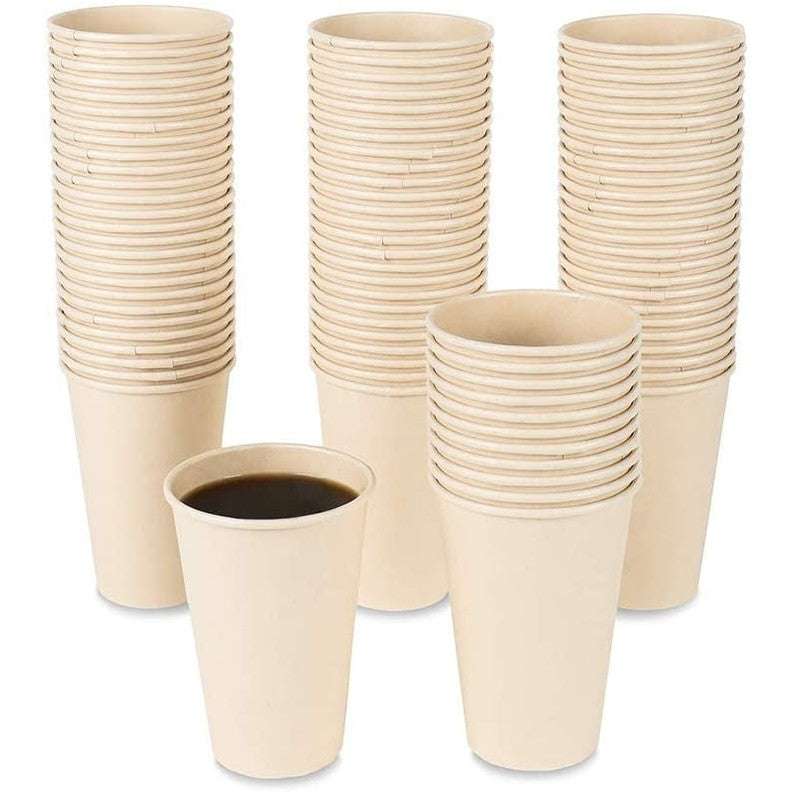 Disposable Bamboo Fiber Coffee Cups – 15 oz Natural Brown Paper Hot Beverage Cups-Toppalletfly