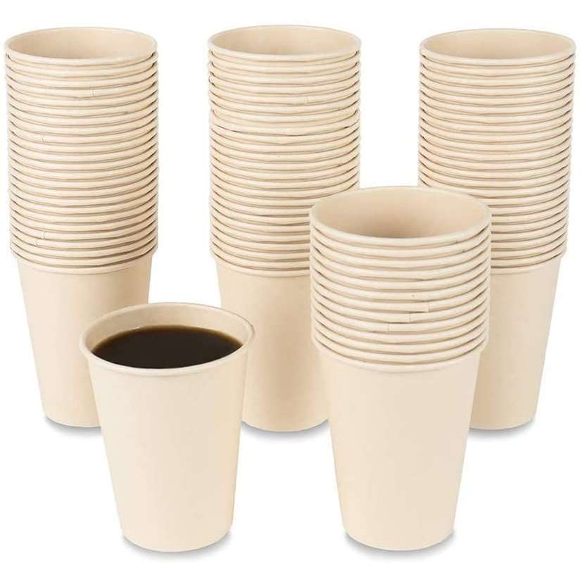 Disposable Bamboo Fiber Coffee Cups – 15 oz Natural Brown Paper Hot Beverage Cups-Toppalletfly