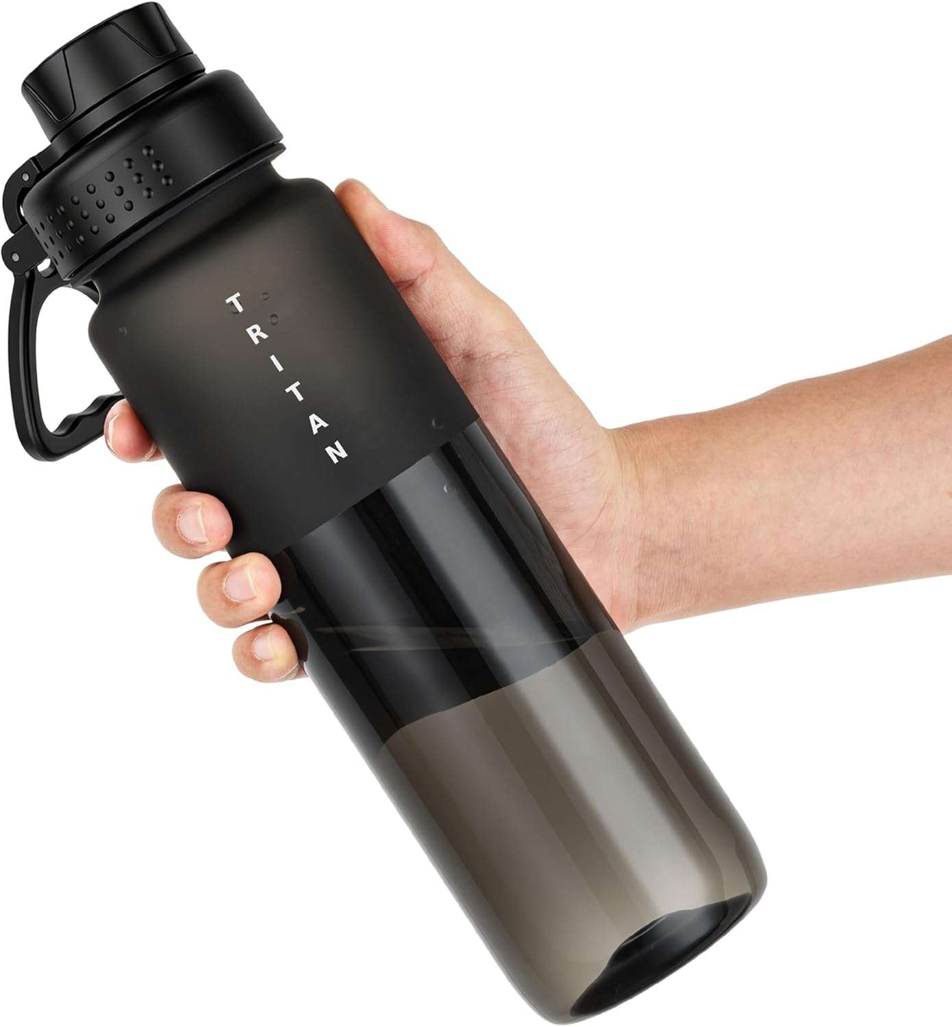 32Oz Frosted Clear Water Bottle, Bpa-Free Tritan Plastic Reusable Water Bottle with Fast-Flow Spout Lid, Wide Mouth Leakproof Sports Drinking Bottle for Gym, School, Office, Travel,Black