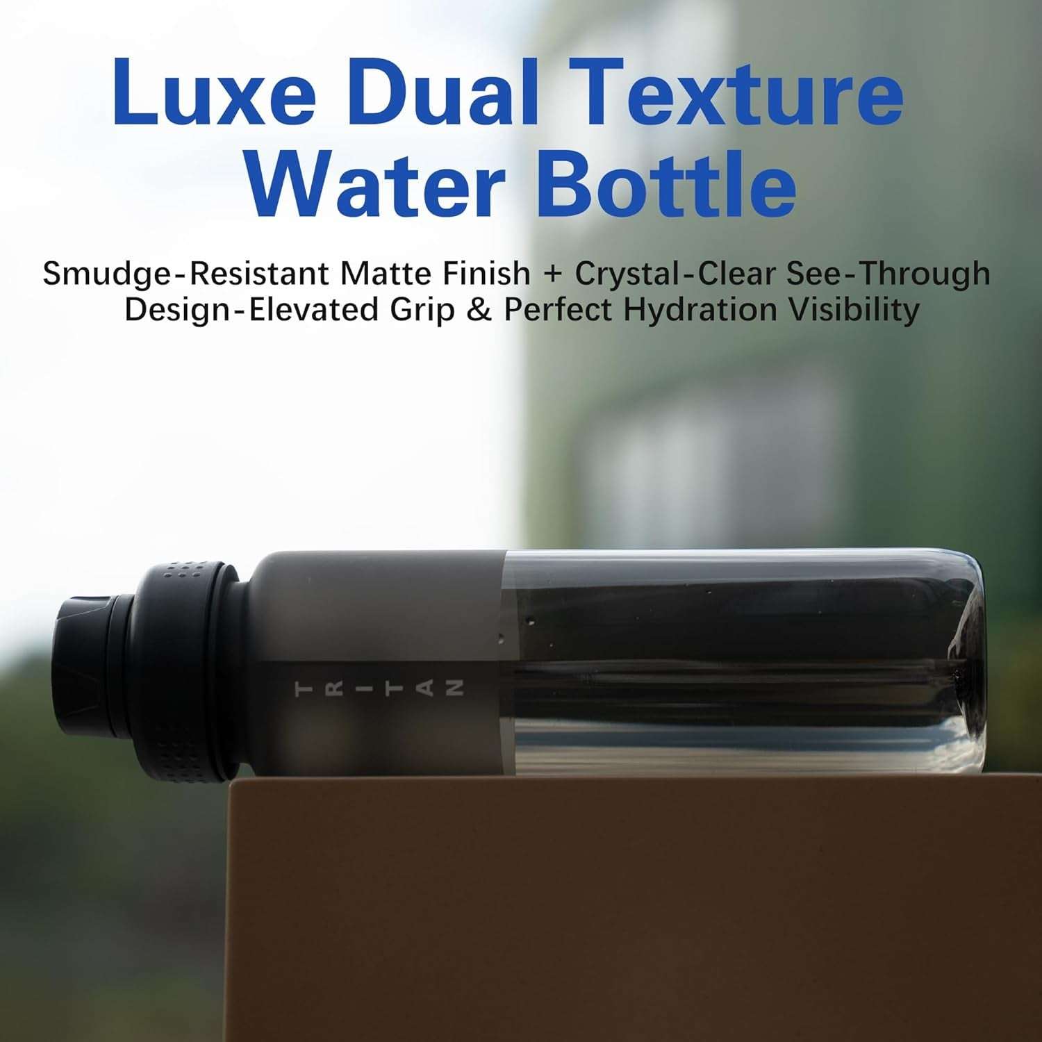32Oz Frosted Clear Water Bottle, Bpa-Free Tritan Plastic Reusable Water Bottle with Fast-Flow Spout Lid, Wide Mouth Leakproof Sports Drinking Bottle for Gym, School, Office, Travel,Black