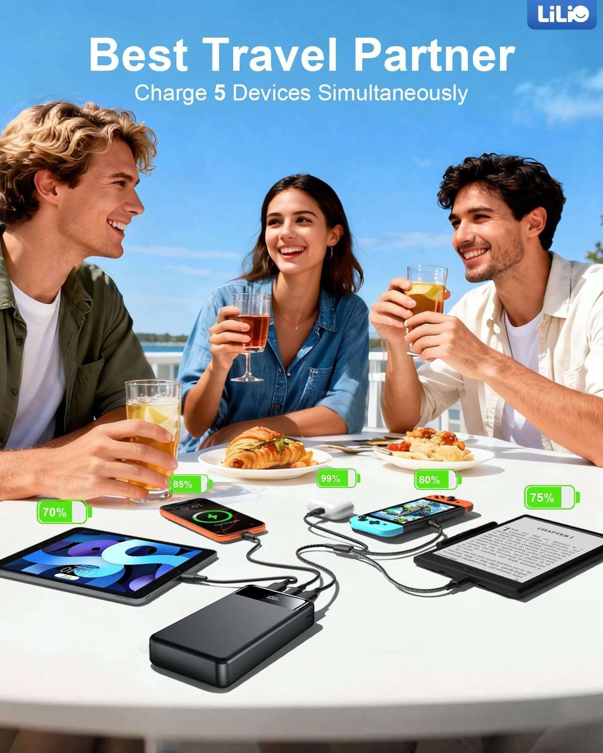 Portable Charger Power Bank,60,000Mah Battery Pack, 22.5W Power Bank Fast Charging with USB Cable, Phone Charger for Iphone 17/16/15/14/13 All Series/Samsung/Android, Camping Essentials, Black