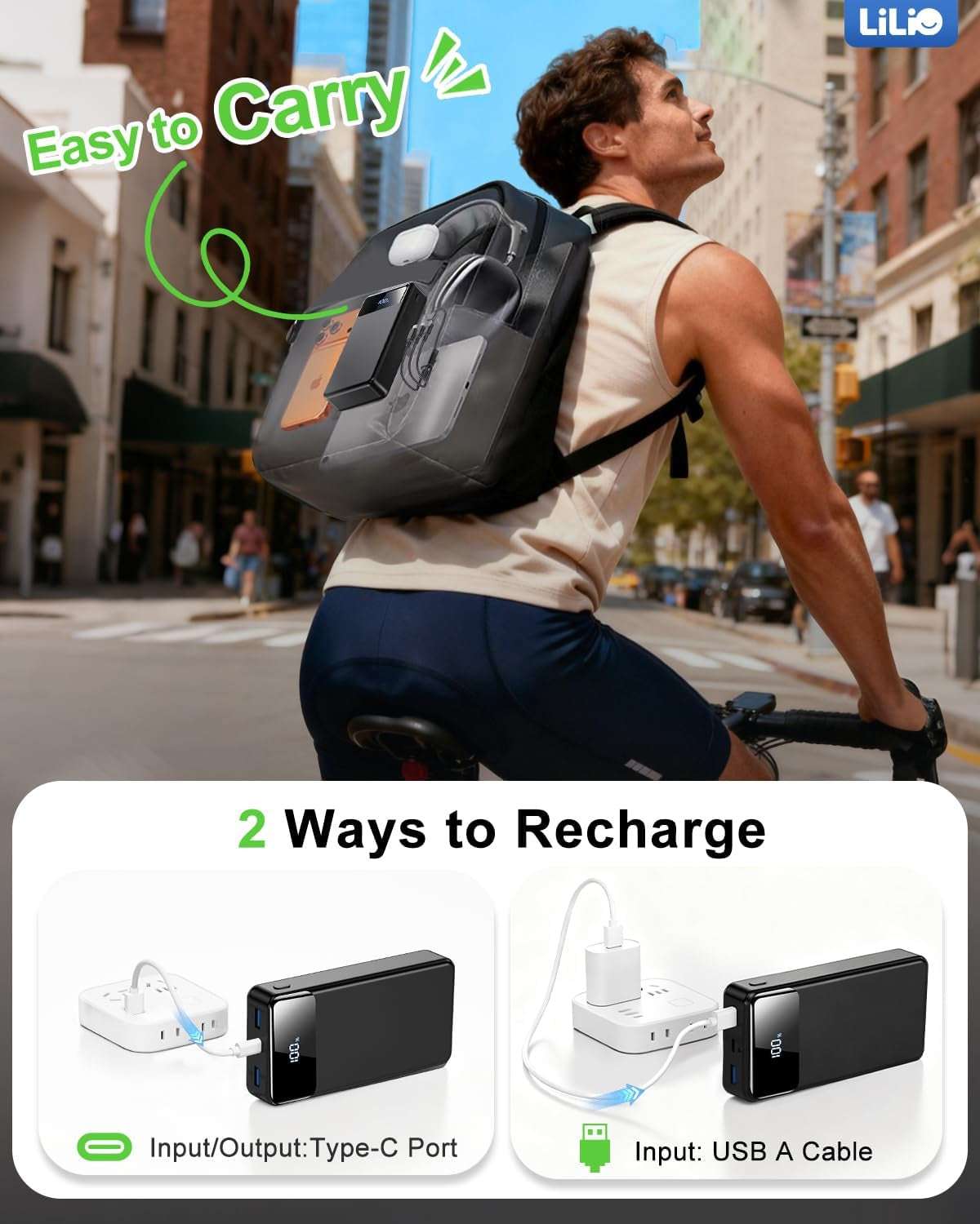 Portable Charger Power Bank,60,000Mah Battery Pack, 22.5W Power Bank Fast Charging with USB Cable, Phone Charger for Iphone 17/16/15/14/13 All Series/Samsung/Android, Camping Essentials, Black