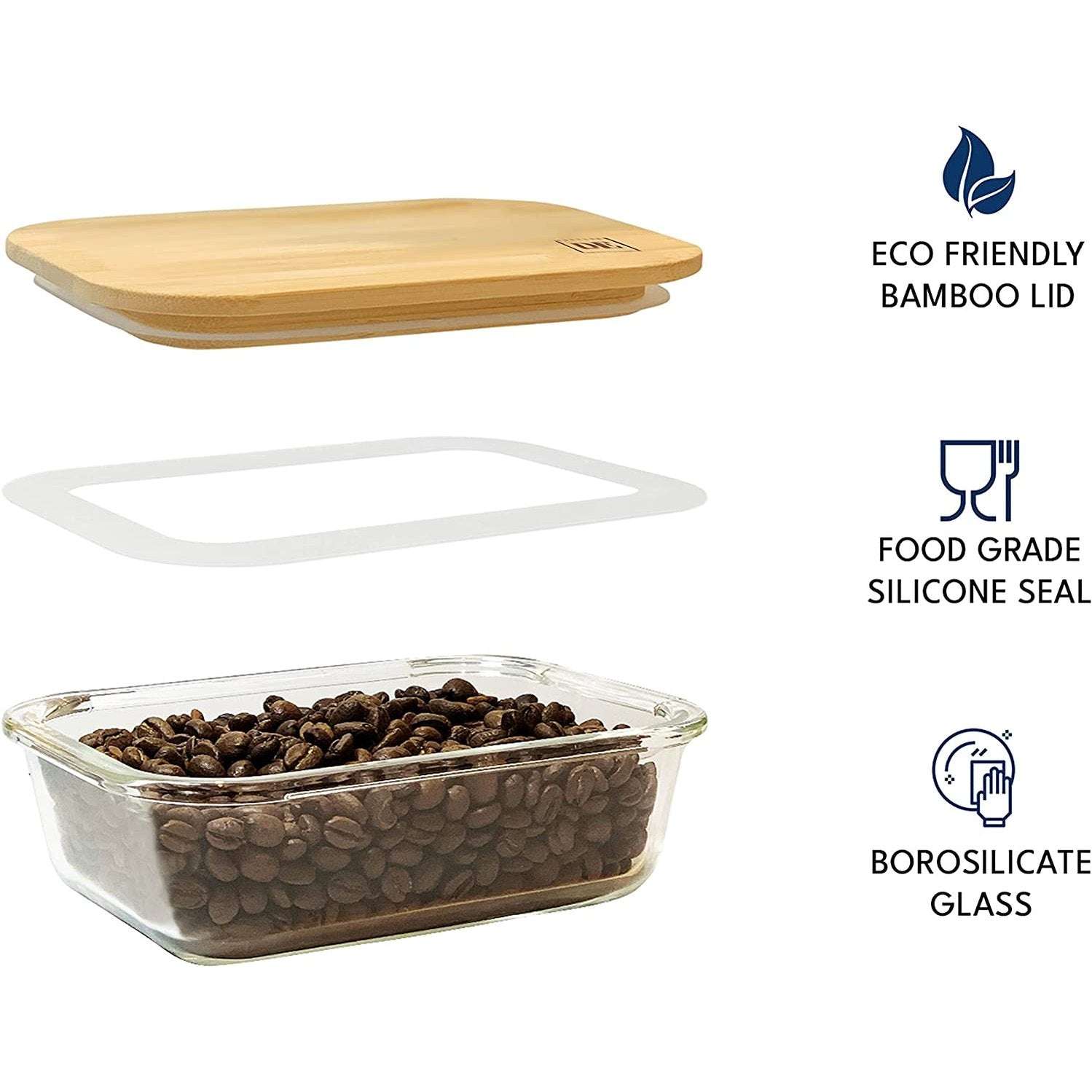 Set of 4 Glass Food Storage Containers with Airtight Bamboo Lids – Borosilicate Glass-Toppalletfly