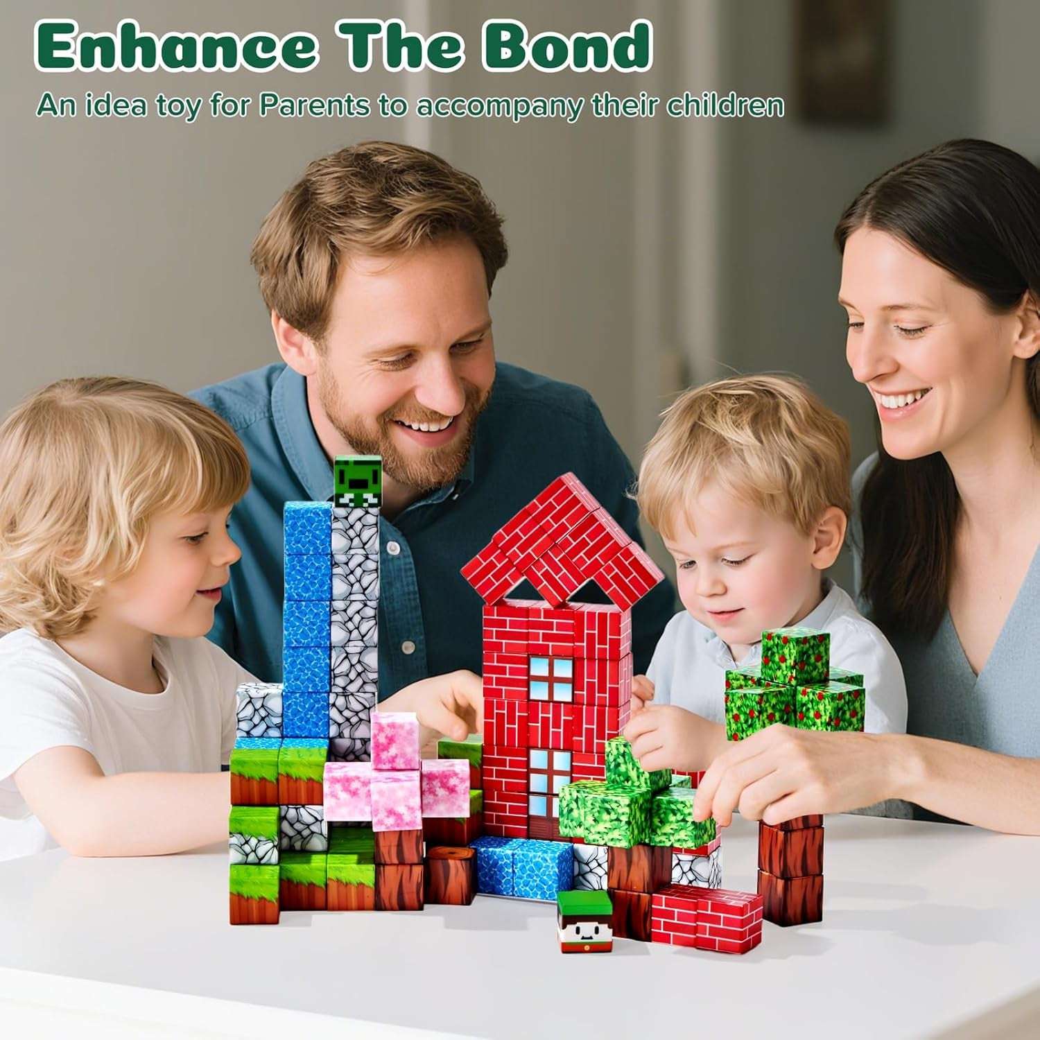 Magnetic Blocks, 100 PCS Magnetic Building Blocks, Forest Theme 1-Inch STEM Constructions Magnet Blocks for Boys Girls Ages 3+, Educational Sensory Stacking Toys for Kids Christmas Birthday Gifts