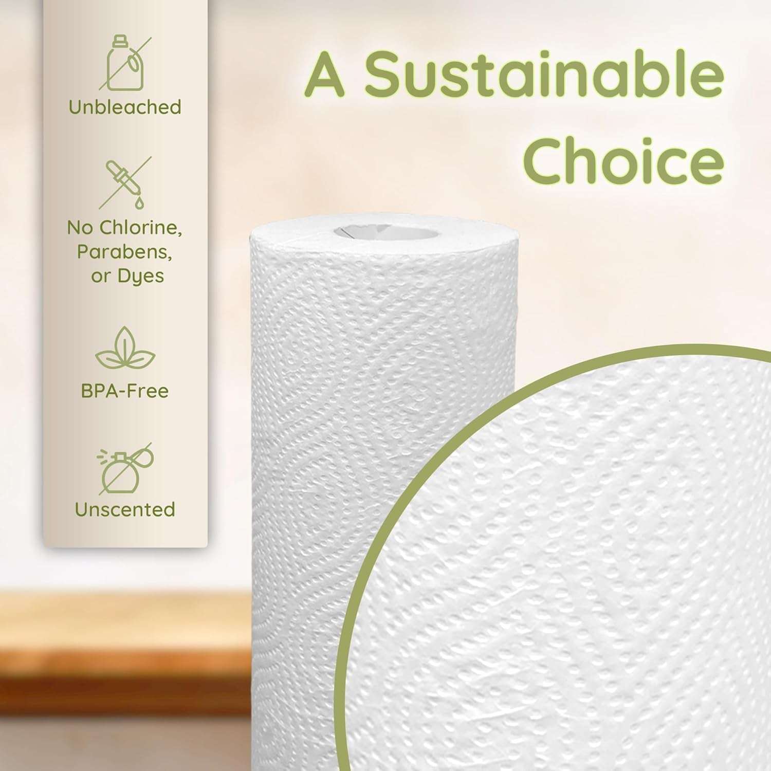 Bamboo Paper Towels (4 Pack, Jumbo) | Paper Towels Rolls 2 Ply | 125 Sheets/Roll, Full Size Sheets | Unbleached, Organic Rolls for Kitchen, Bathroom | 100% Bamboo