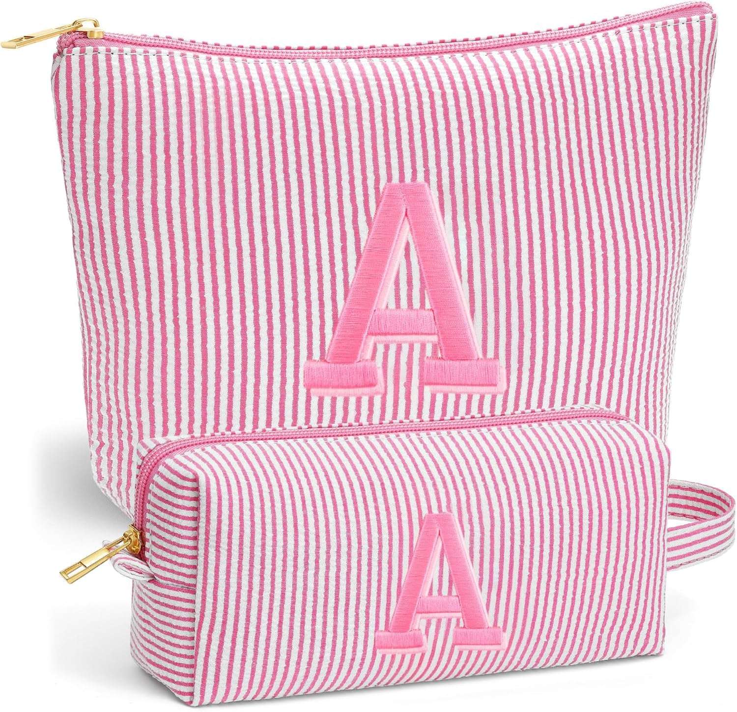 Valentines Day Gifts for Her - Travel Initial Makeup Bag for Girls Kids, Teen Girl Gifts Trendy Stuff, 6 7 8 9 10 11 12 Year Girl Birthday Gift, Valentines Day Gift for Her Kids - Letter A