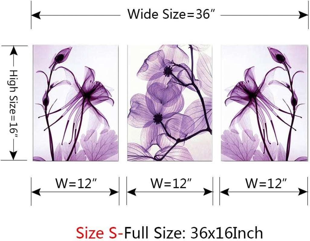 Modern Canvas Wall Art Home Decor Wall Art Painting Purple Flowers Art Wood inside Framed Ready to Hang (12Inchx16Inchx3)