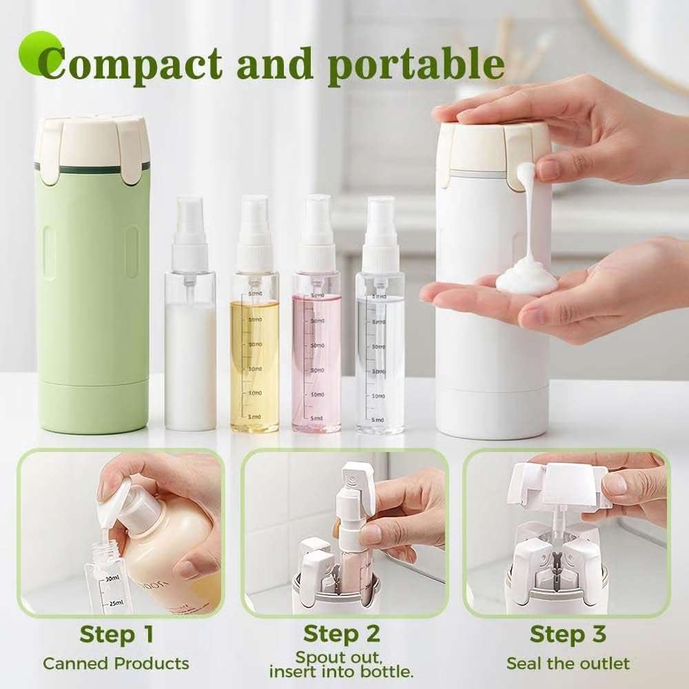 4-In-1 Travel Dispenser Bottle,4 Pack 30ML Travel Bottles for Toiletries, Leak Proof Travel Size Containers (White)