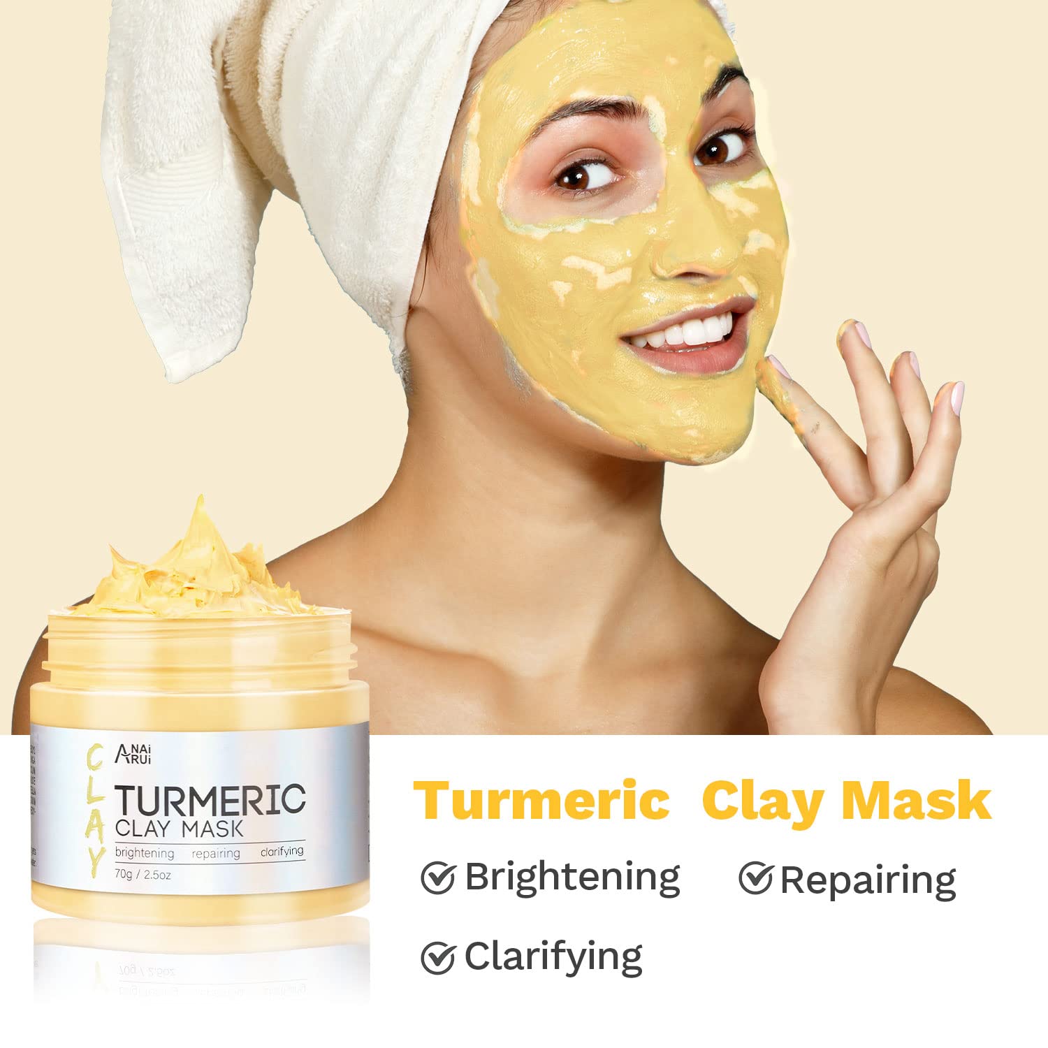Turmeric Clay Mask, Green Tea and Dead Sea Minerals, Spa Facial Mask Set 2.5 oz each-Toppalletfly