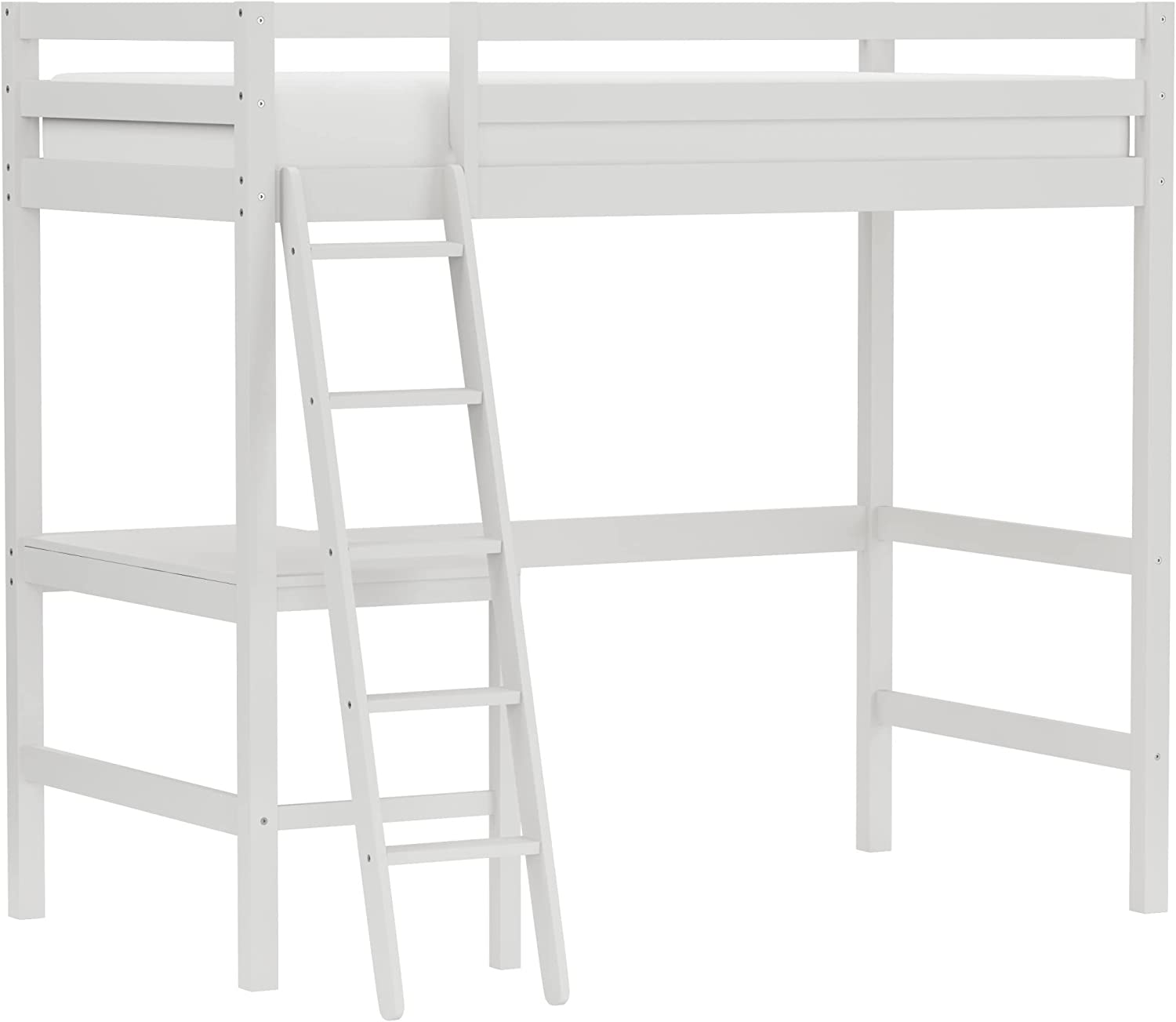 Twin Loft Bed, Built-in Desk and Open Space Perfect for Storage or a Play Area-Toppalletfly