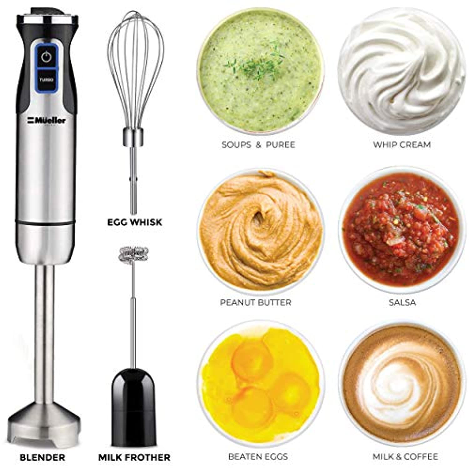 Ultra-Stick 500 Watt 9-Speed Immersion Multi-Purpose Hand Blender Heavy Duty Copper Motor Brushed 304 Stainless Steel With Whisk, Milk Frother-Toppalletfly