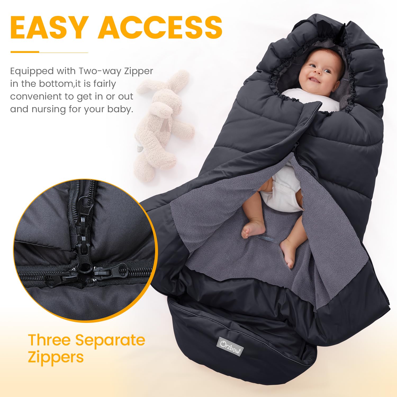 Universal Footmuff for Stroller, Winter Warm Baby Stroller Bunting Bag, Waterproof Windproof Warm Coral Fleece Lined Sleeping Bag-Toppalletfly