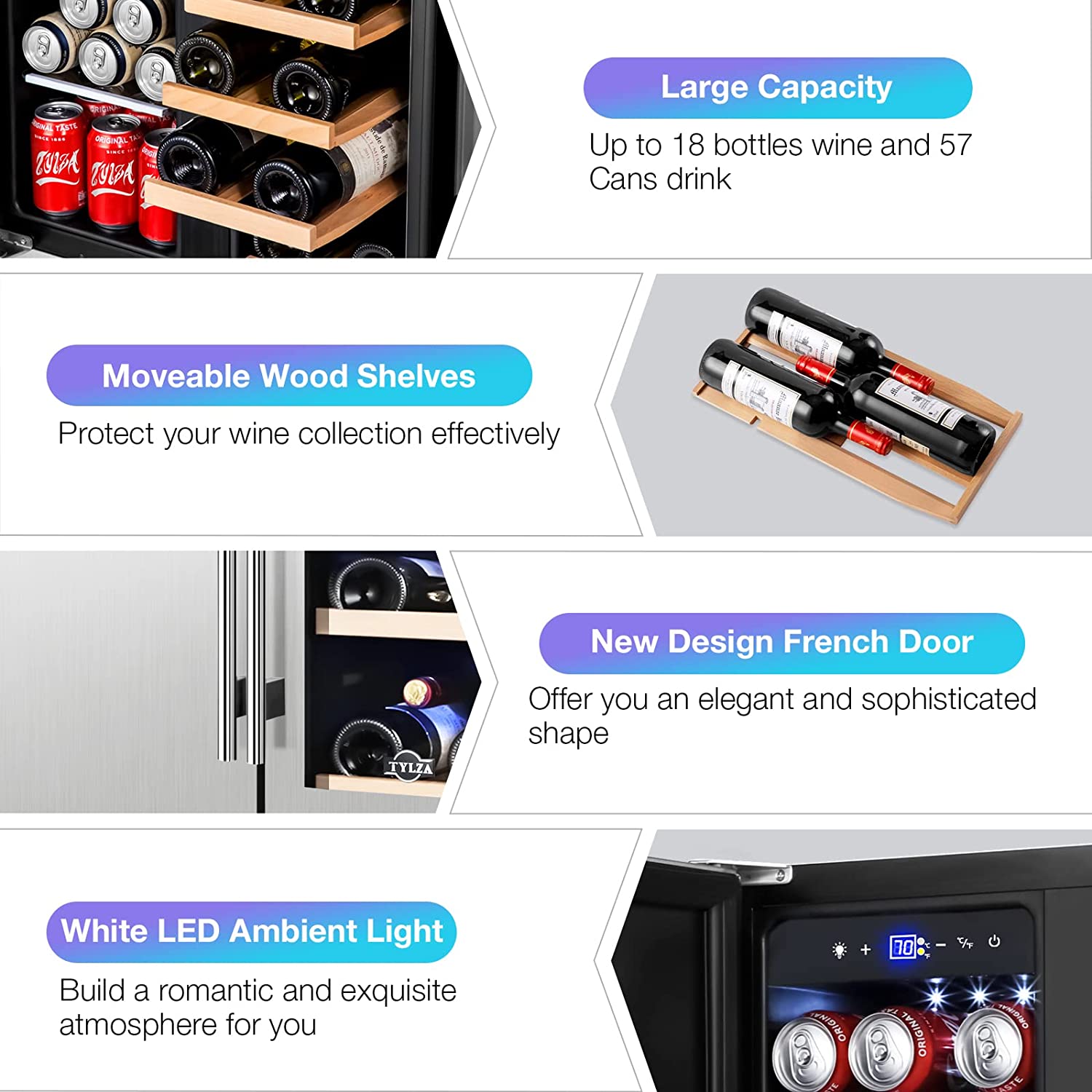 Wine and Beverage Refrigerators, Stainless Steel Quick Quiet Energy Saving Cooling System-Toppalletfly