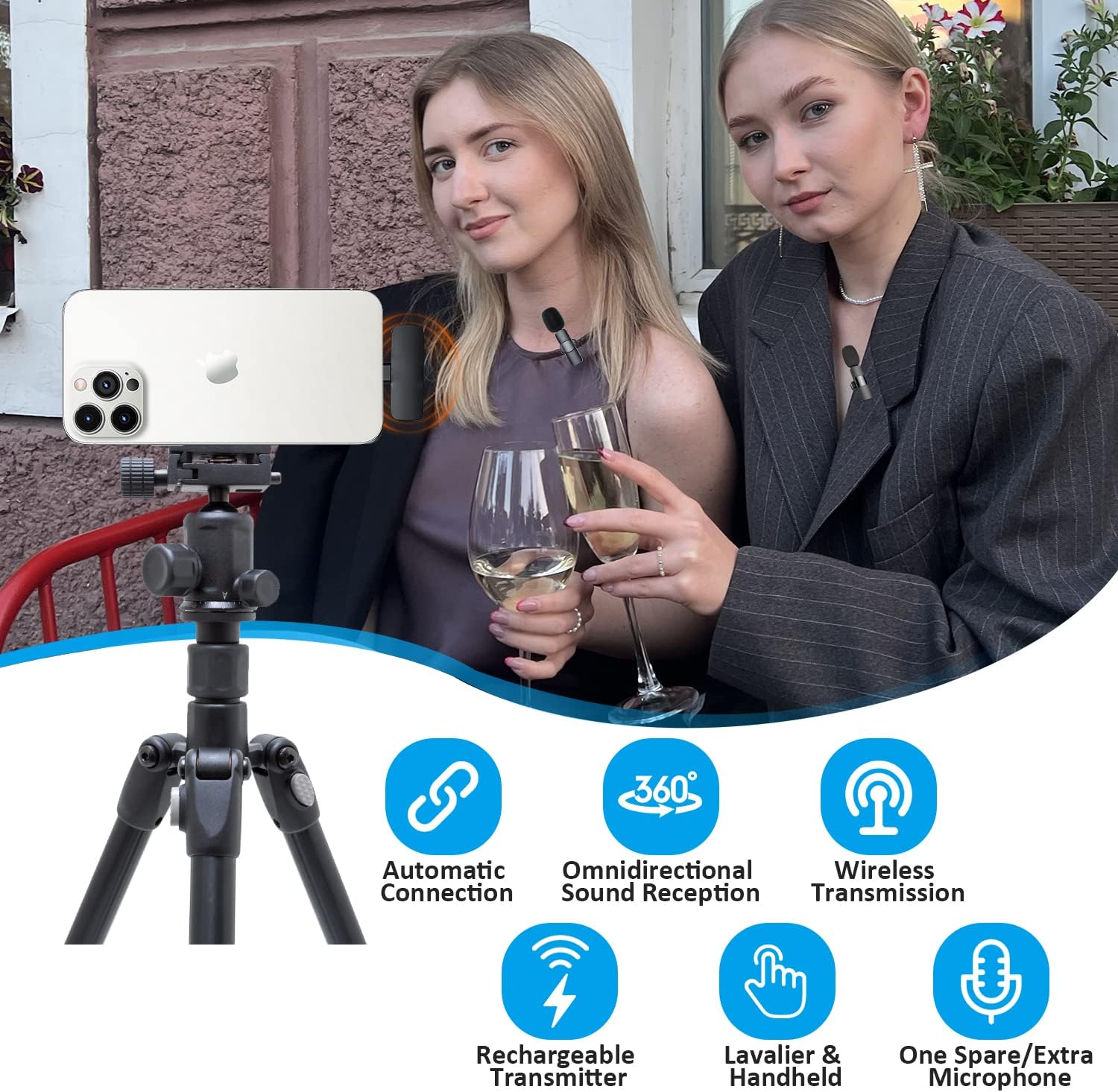Wireless Microphone for iPhone & iPad – Omnidirectional Mic for Interviews, Podcasts, & Vlogs-Toppalletfly