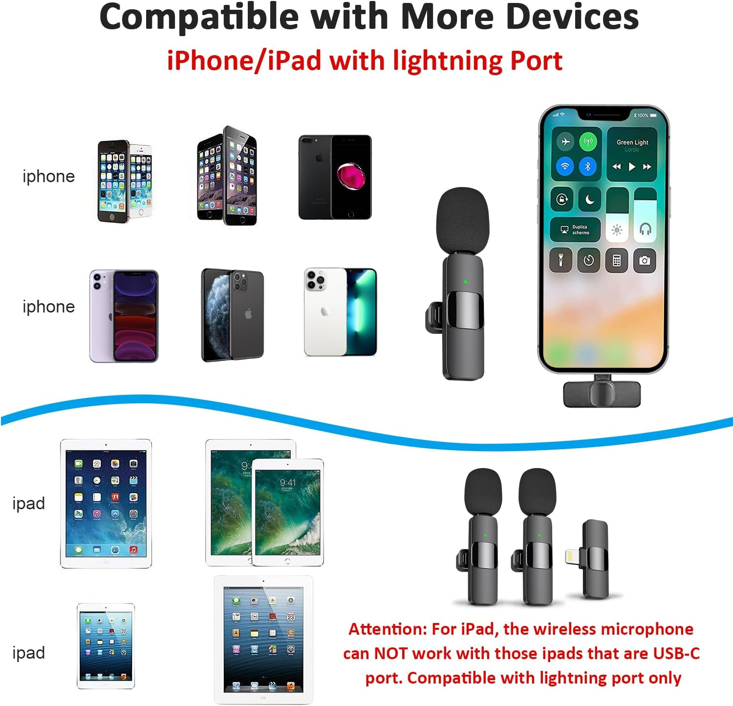 Wireless Microphone for iPhone & iPad – Omnidirectional Mic for Interviews, Podcasts, & Vlogs-Toppalletfly