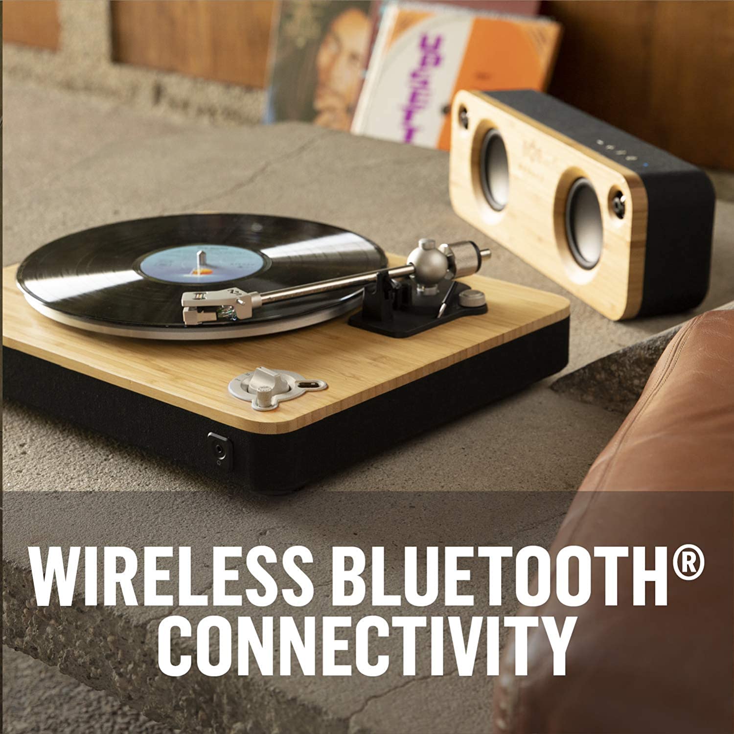 Wireless Turntable - Sustainable Materials, Vinyl Record Player with Wireless Bluetooth Connectivity, 2 Speed Belt, Built-in Pre-Amp-Toppalletfly