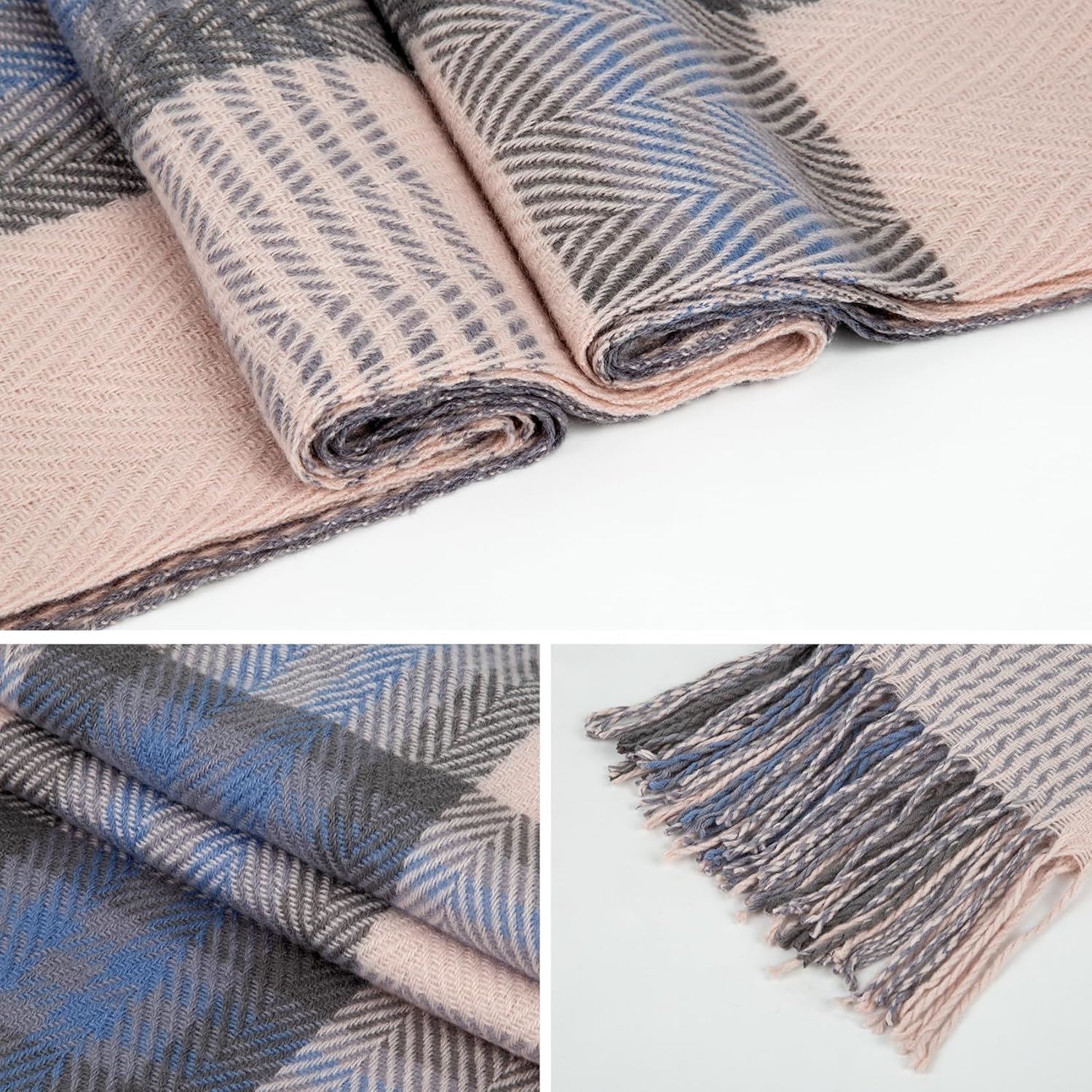 Women's Long Plaid Blanket Chunky Oversized Winter Fall Warm Scarf-Toppalletfly